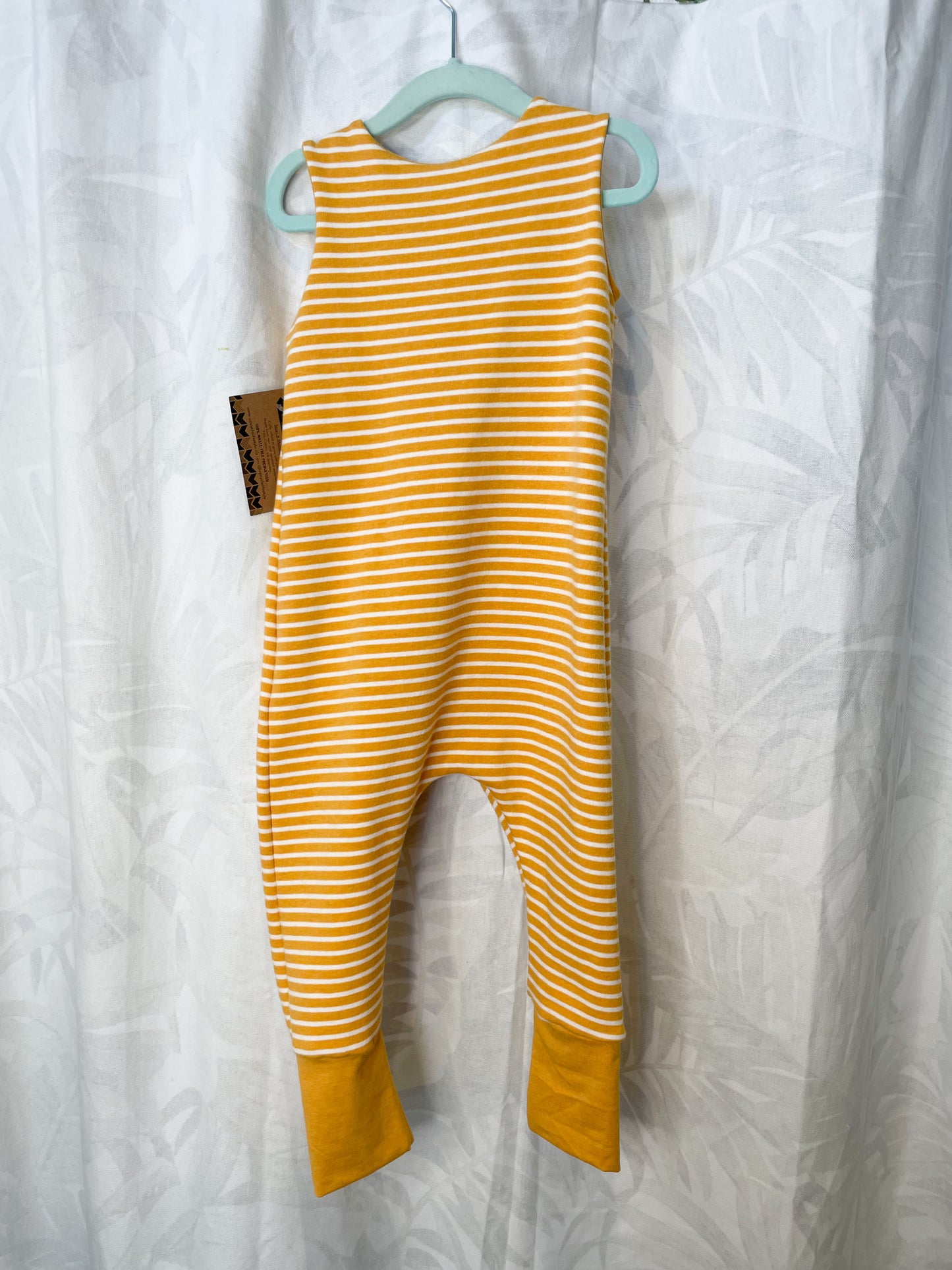 Yellow Stripe Cotton Stretch Grow-With-Me Baby Jumpsuit - 6 Months - 3 Years