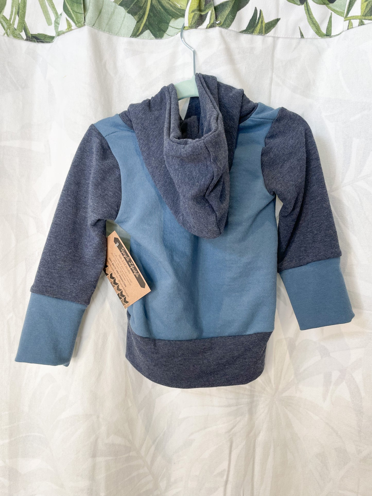 Blue Colour Block Cotton Stretch Grow-With-Me Baby Hoodie - 3 to 12 Months