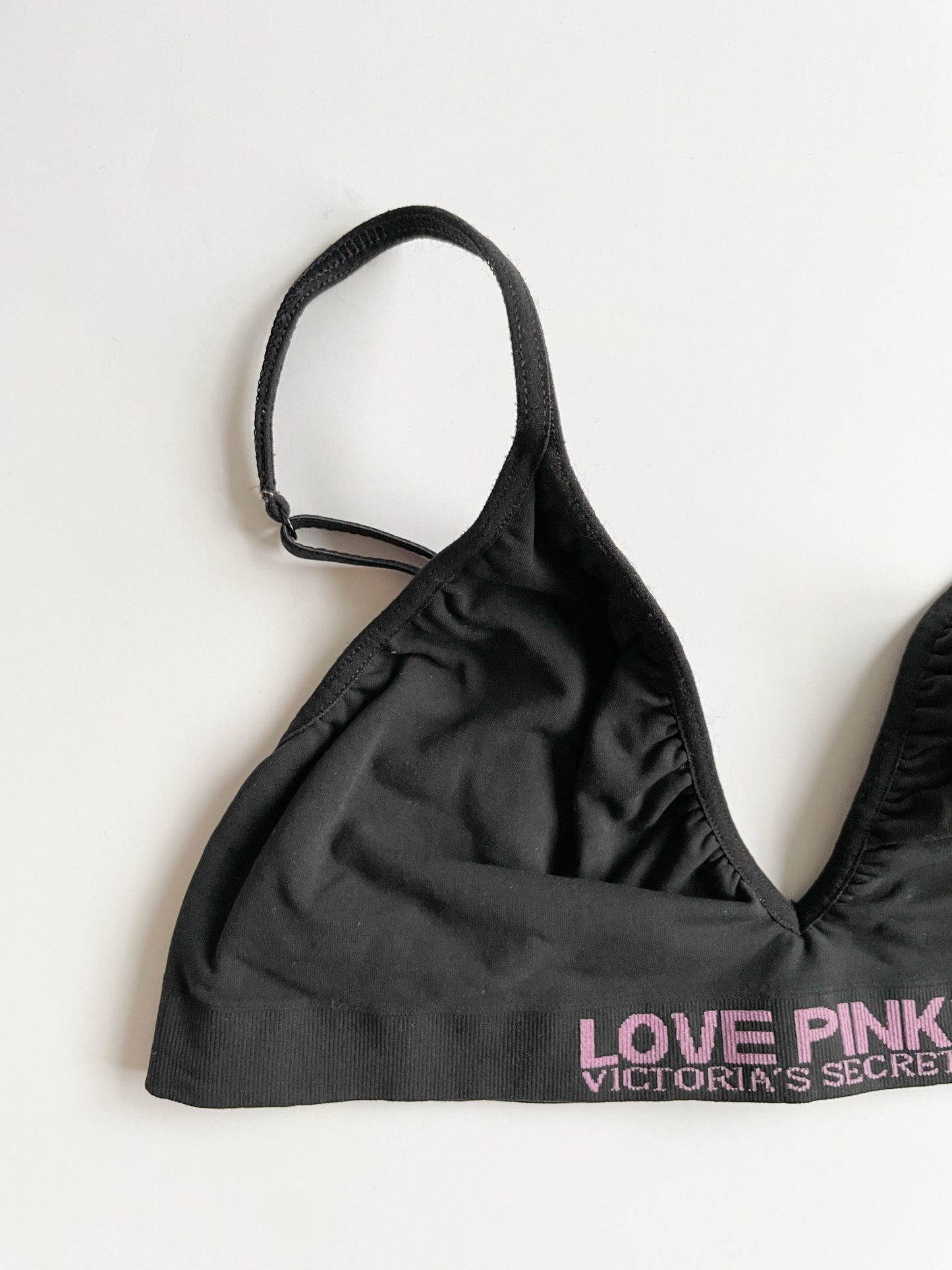 PINK Victoria's Secret Black Adjustable Lounge Triangle Bralette Top - Medium