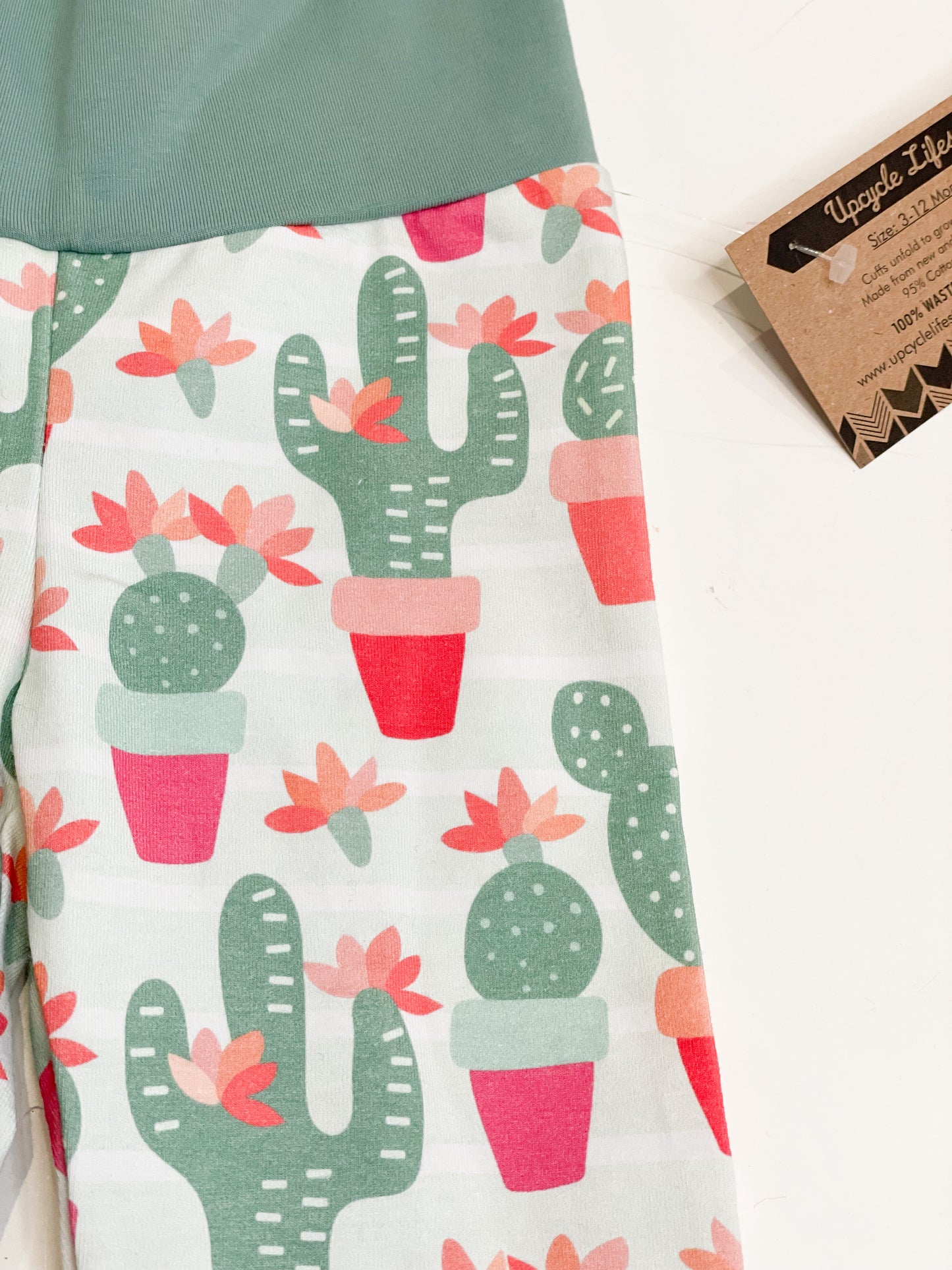 Pastel Green Cactus Grow-With-Me Baby Leggings - 3 to 12 Months