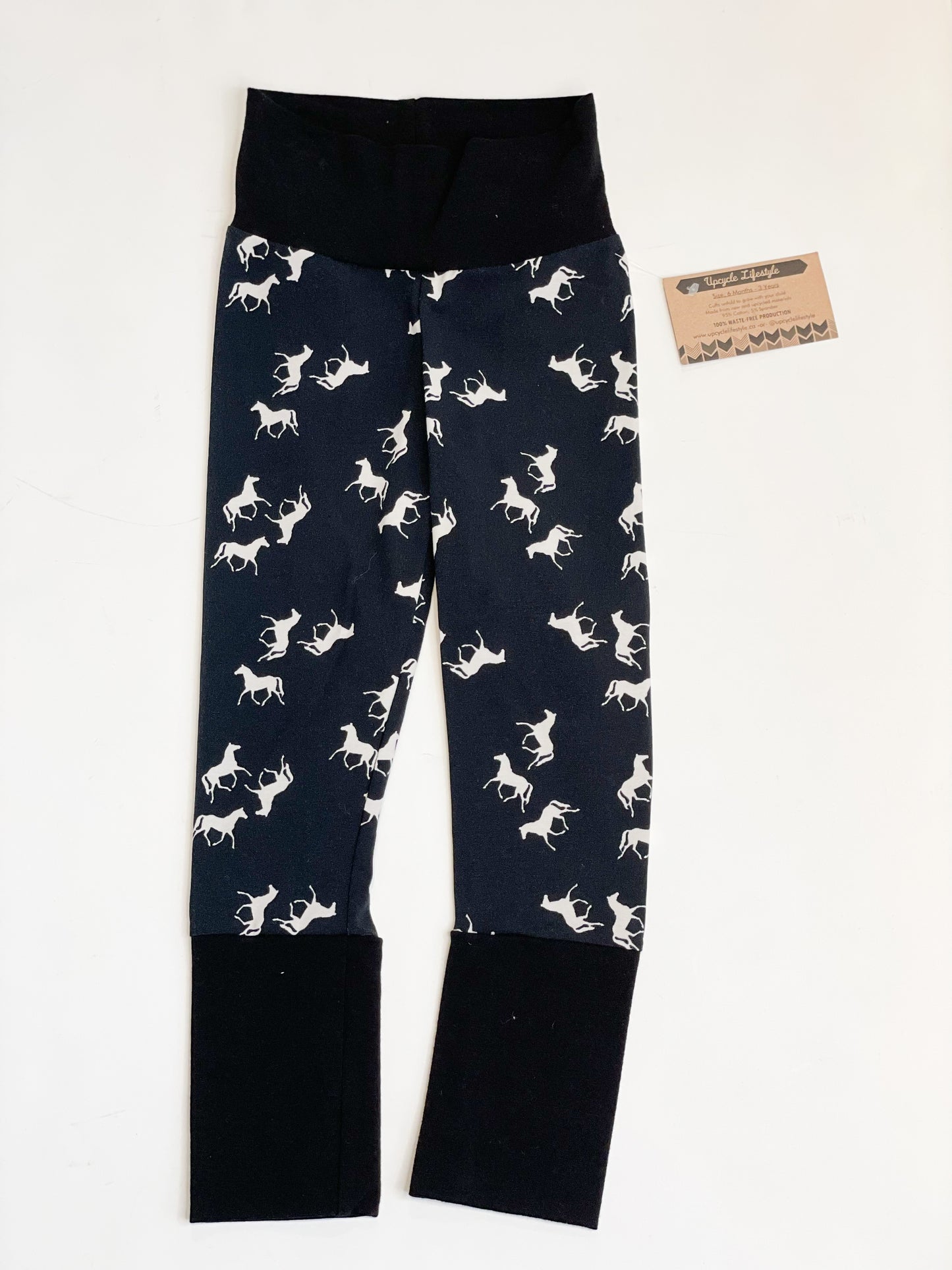 Navy Horse Grow-With-Me Baby Leggings - 6 Months to 3 Years