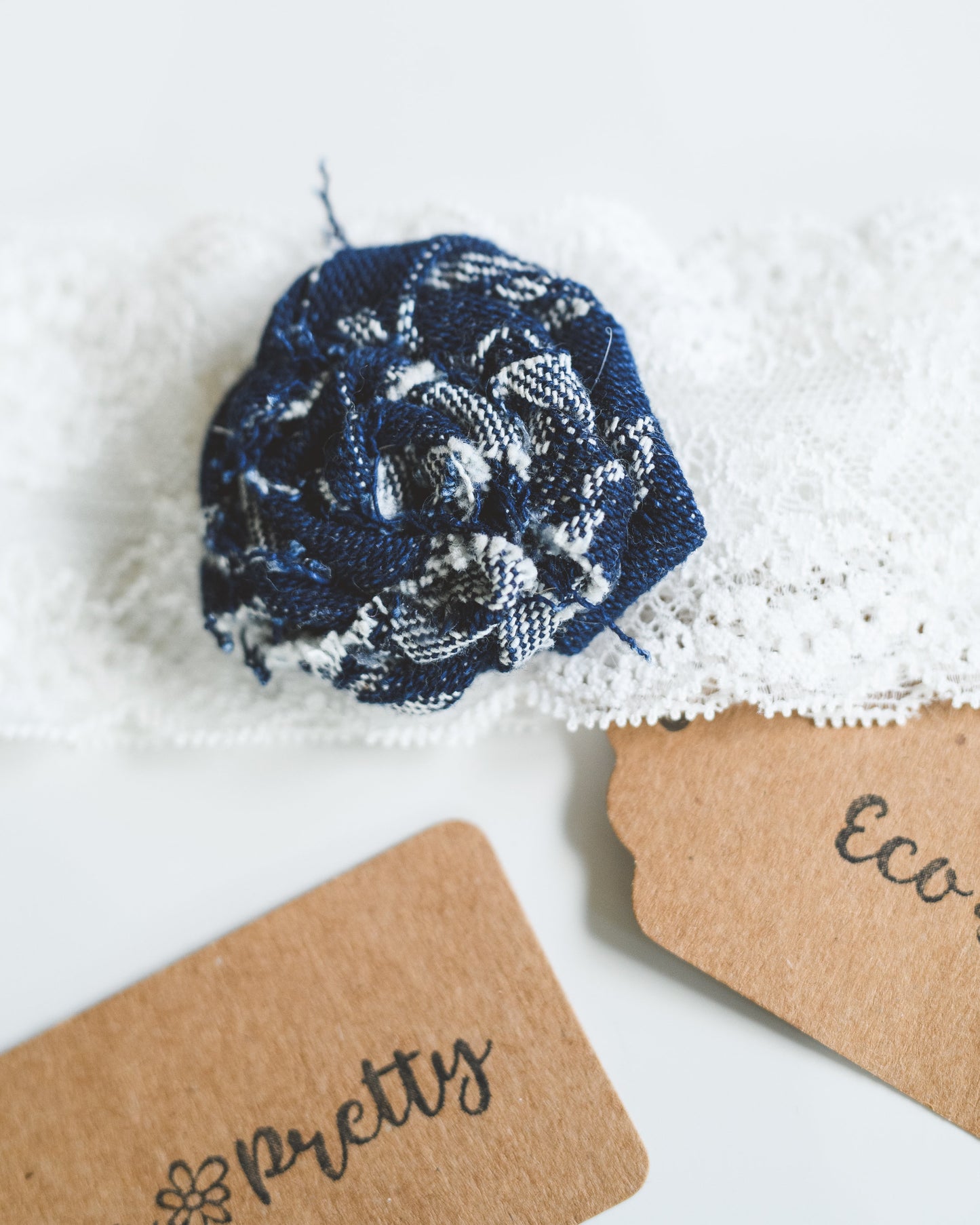 Baby Lace Headband Hair Bows Upcycled by Eco Pretty - Newborn to 12 Months