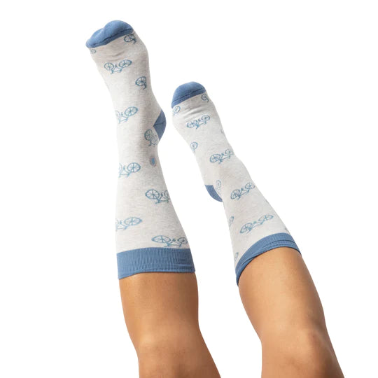 Conscious Step Organic Fair Trade Socks That Give Books - Blue With Bikes