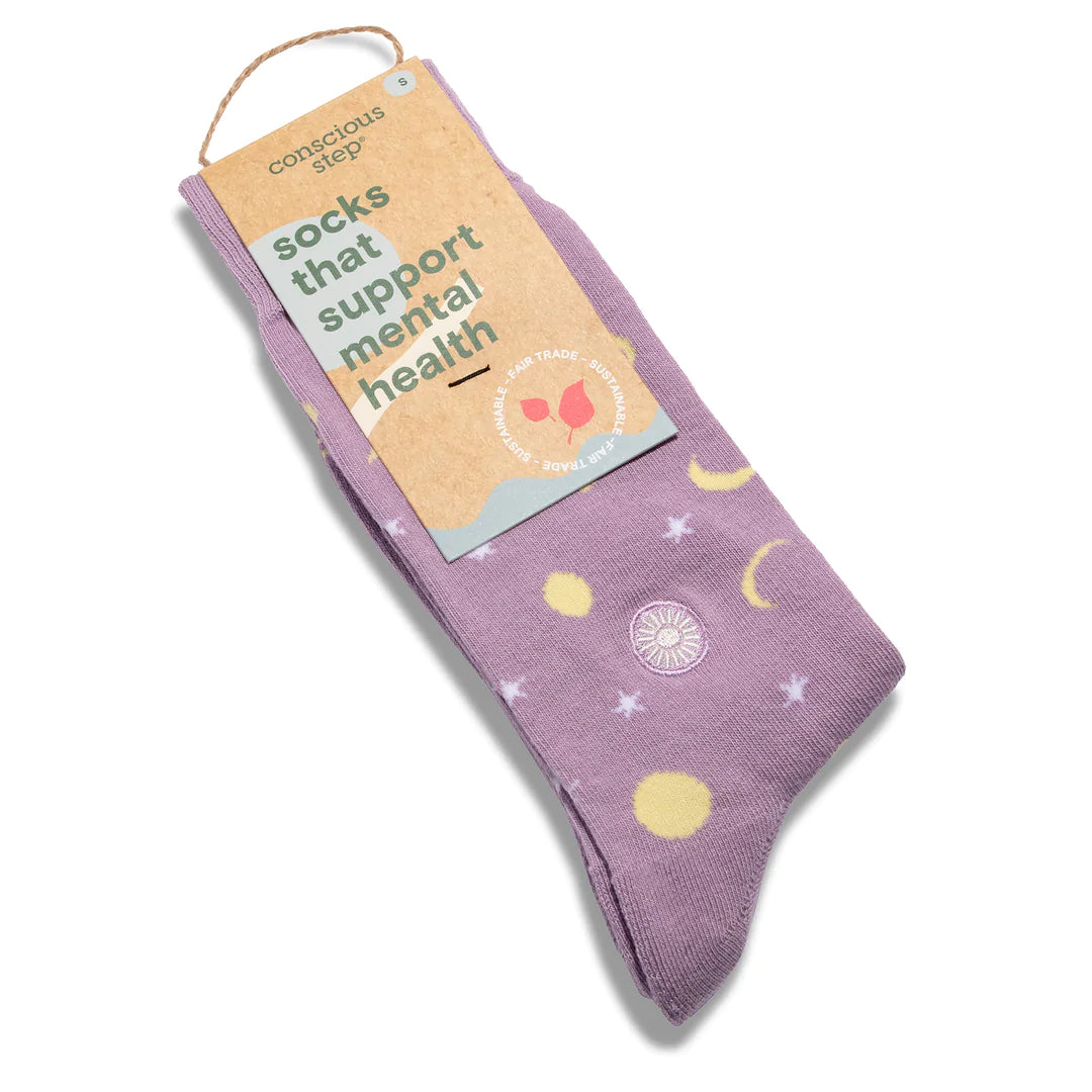 Socks that Support Mental Health - Lavender Magical Moons