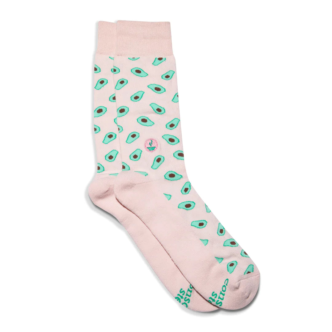 Socks that Provide Meals - Pink and Avocado