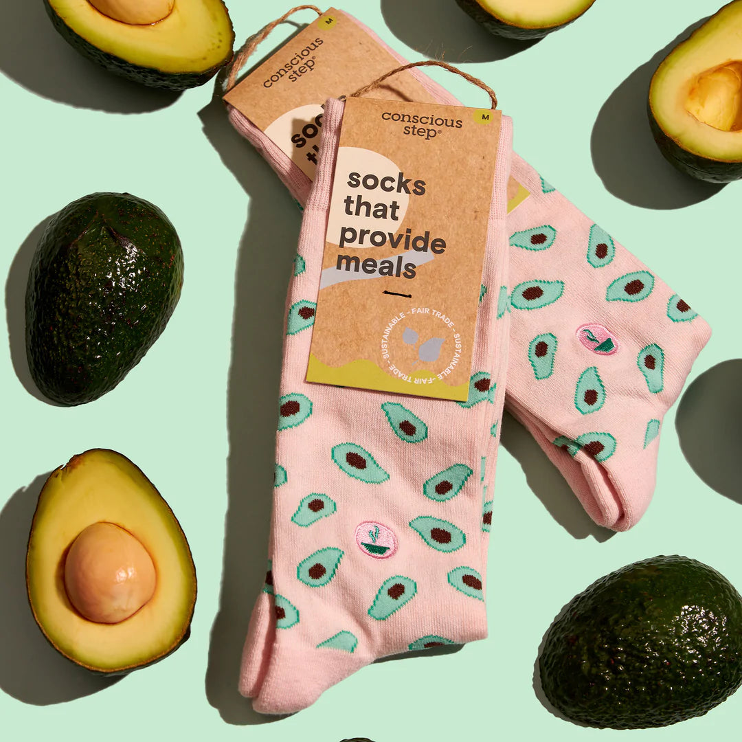 Socks that Provide Meals - Pink and Avocado