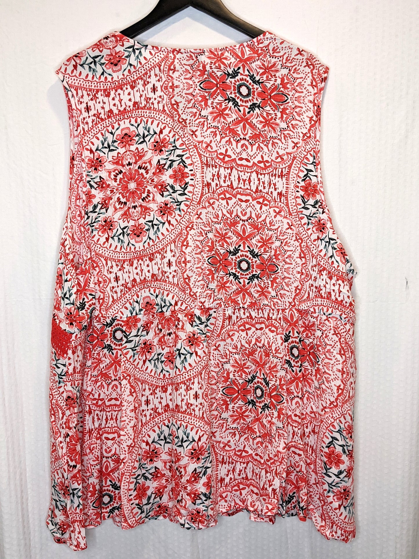 Torrid Red Floral Boho Lace-Up Babydoll Tank Top NWT - 5X
