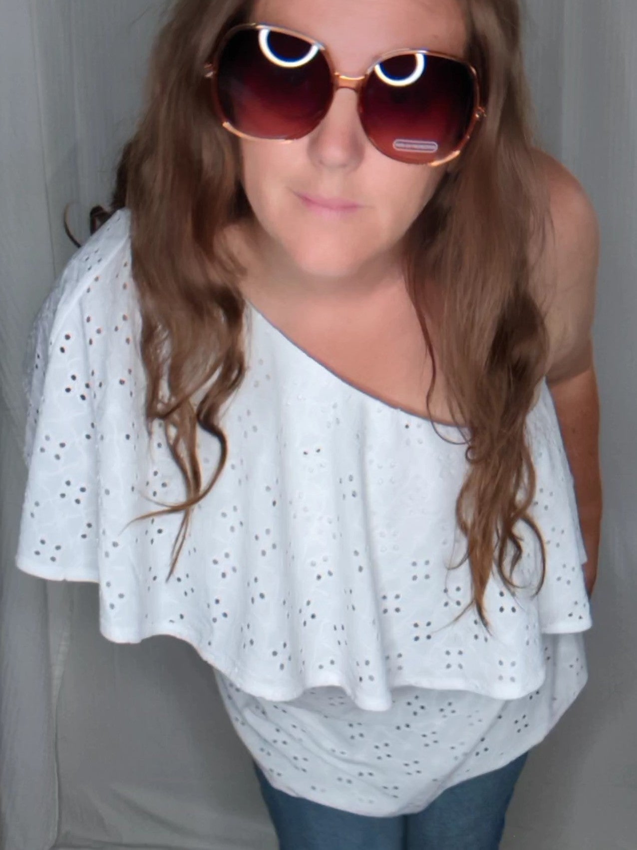 Torrid White One Shouldered Eyelet Ruffle Top NWT - 3XL