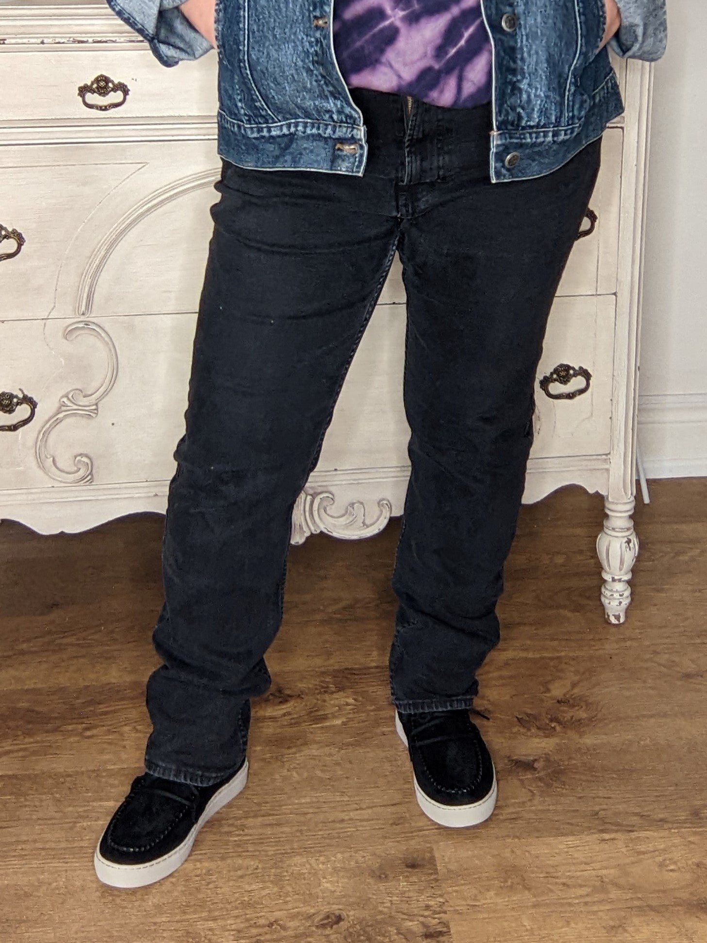  Denim Black Denim Slight Flare Jeans - Size 36 X 32