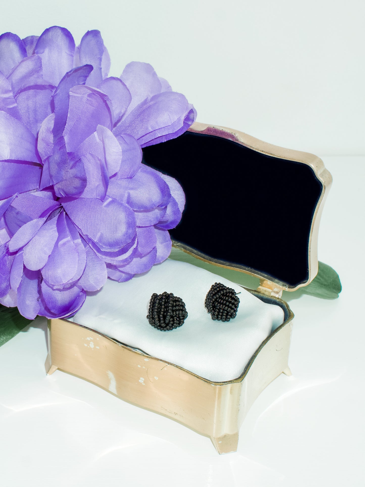 Black Bead Oversized Stud Earrings