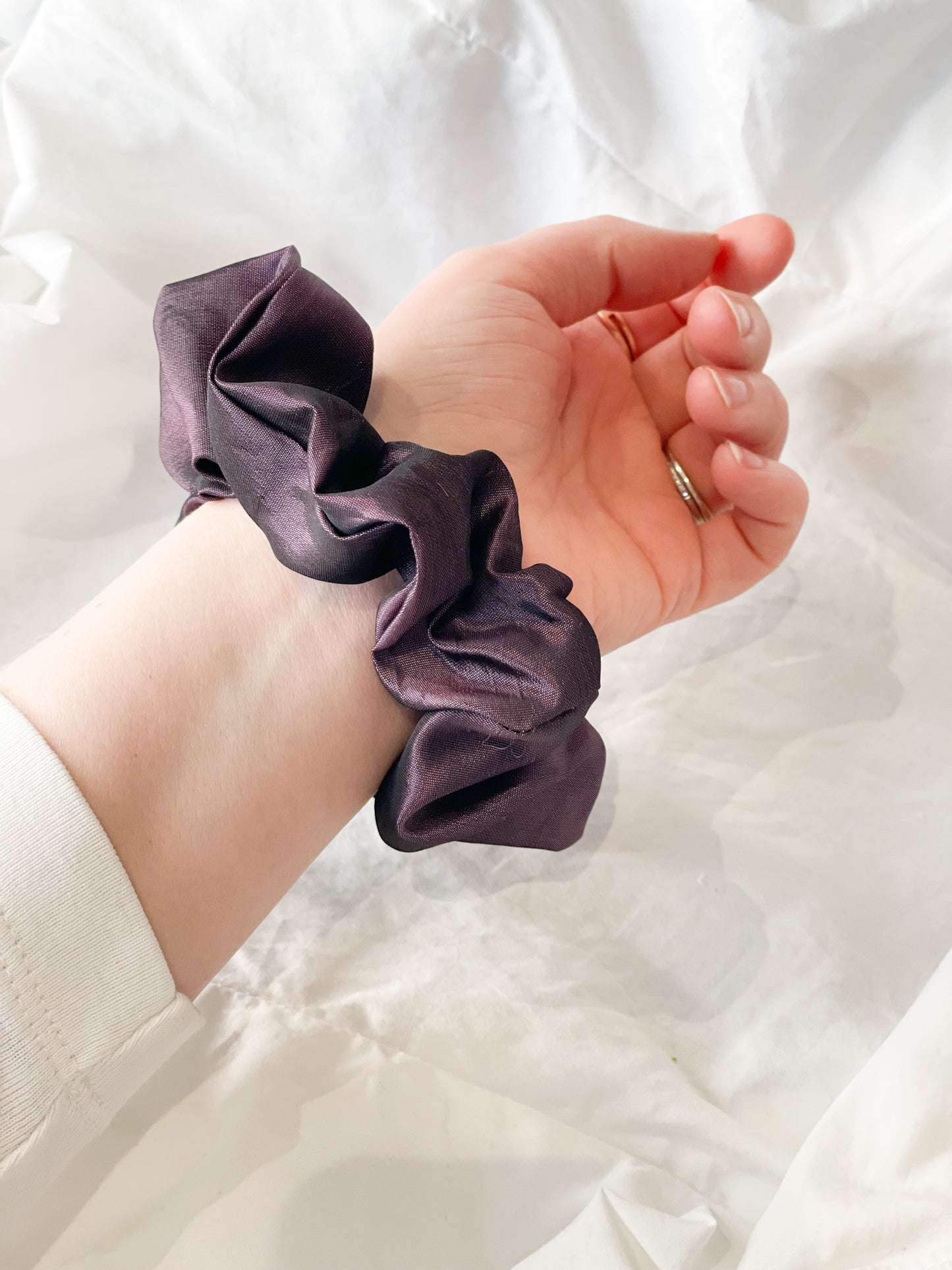 Deep Purple Satin Upcycled Hair Scrunchie