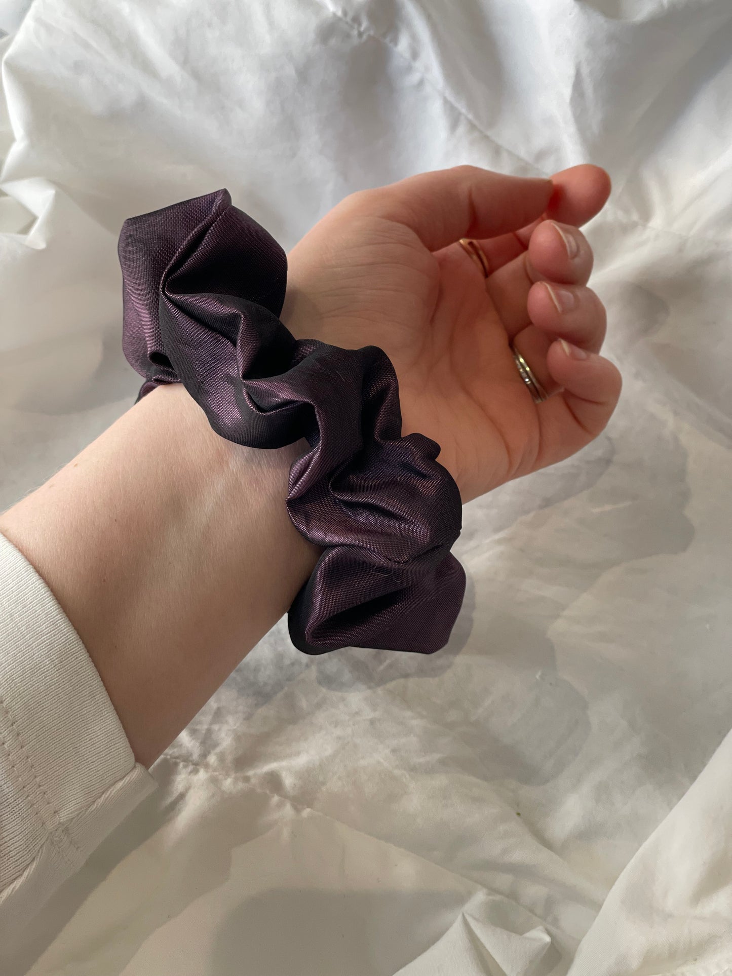Deep Purple Satin Upcycled Hair Scrunchie