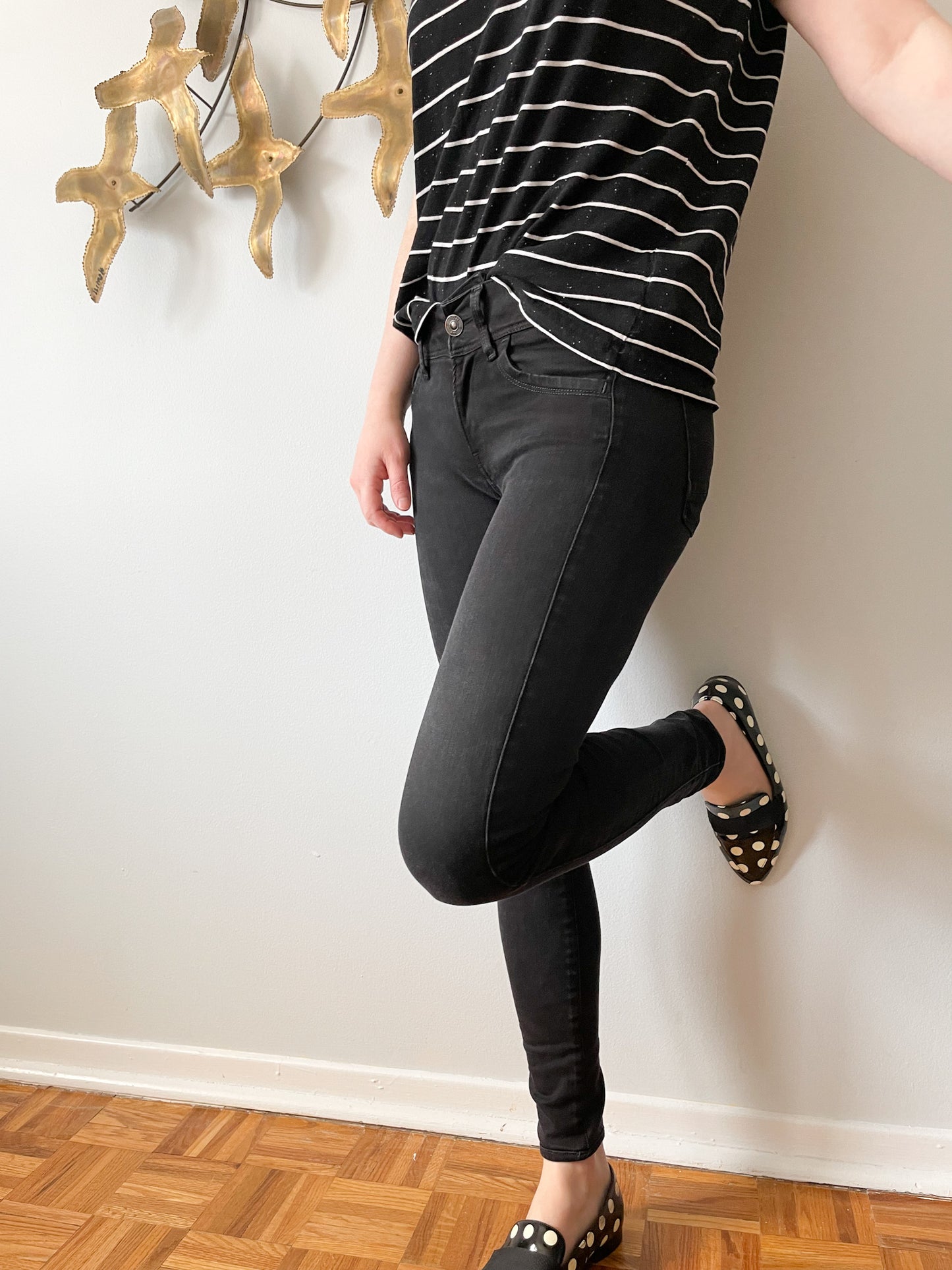 G Star Raw Black Mid Rise Skinny Jeans - Size 24 (XS)