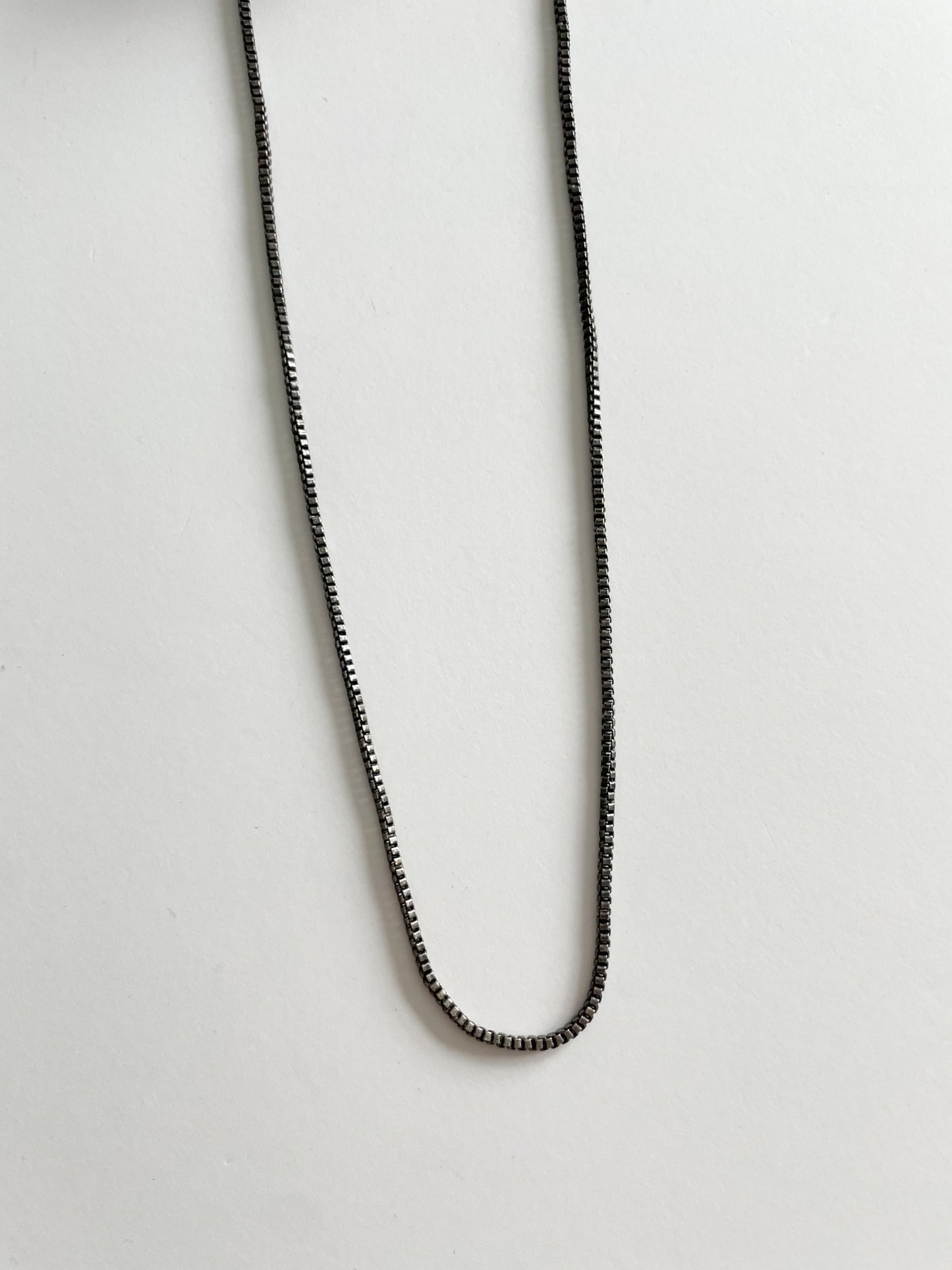 Pewter Delicate Box Chain Necklace - 22" long