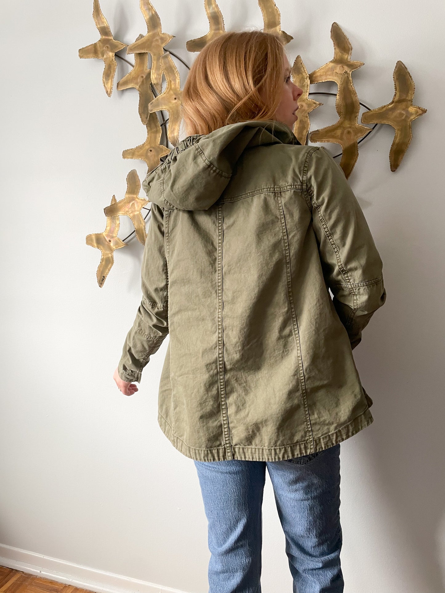 AE Olive Green Military Anorak Cotton Jacket - Small