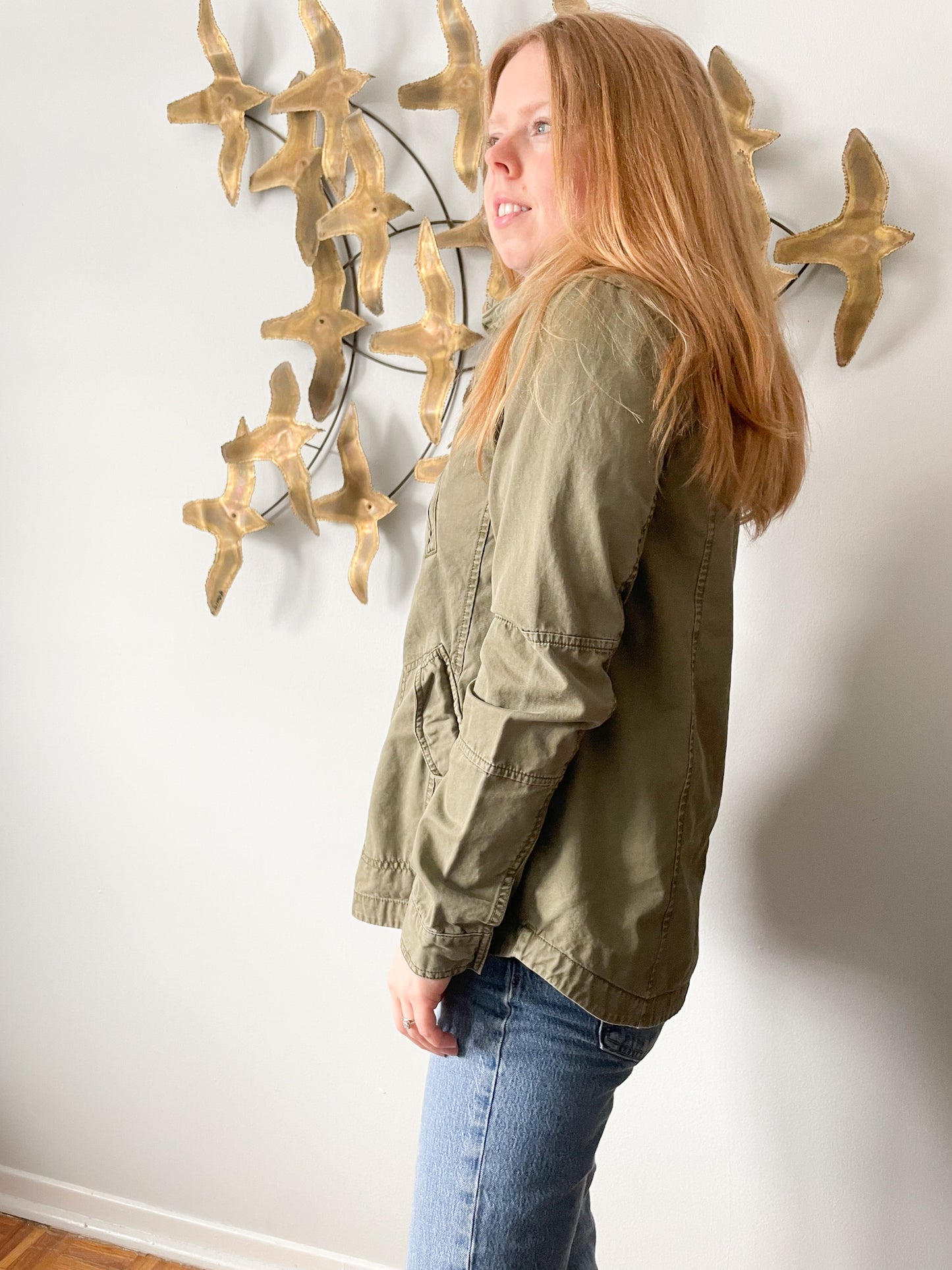 AE Olive Green Military Anorak Cotton Jacket - Small