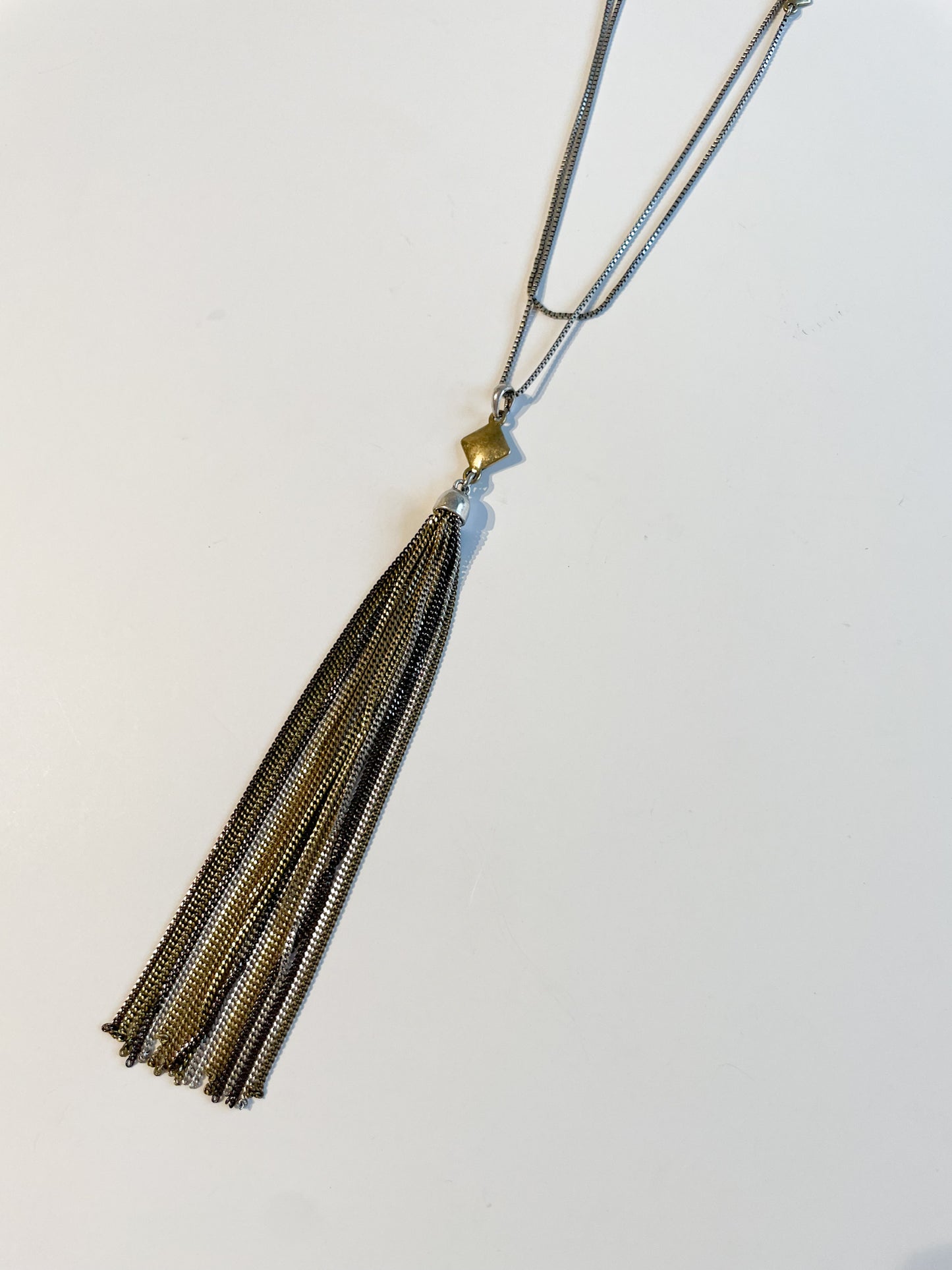 Mixed Metal Long Layering Chain Fringe Star Necklace