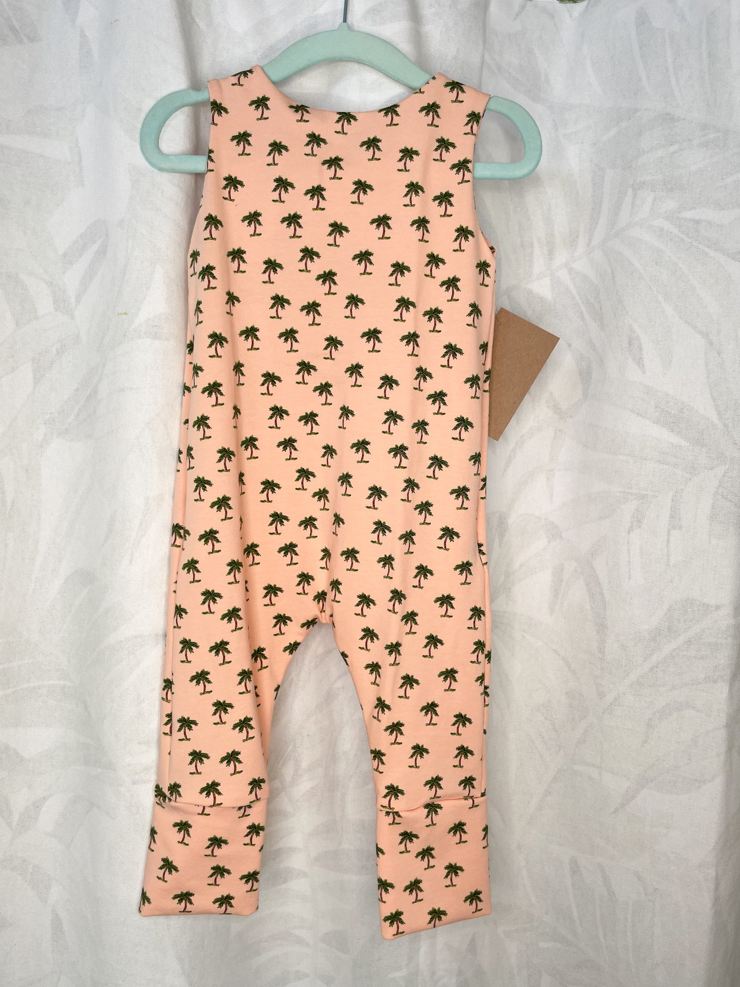 Peach Palm Tree Grow-With-Me Baby Jumpsuit - 3 - 12 Months