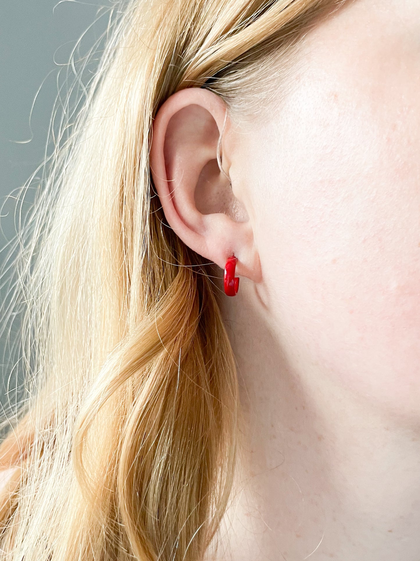 Delicate Mini Red Hoop Earrings