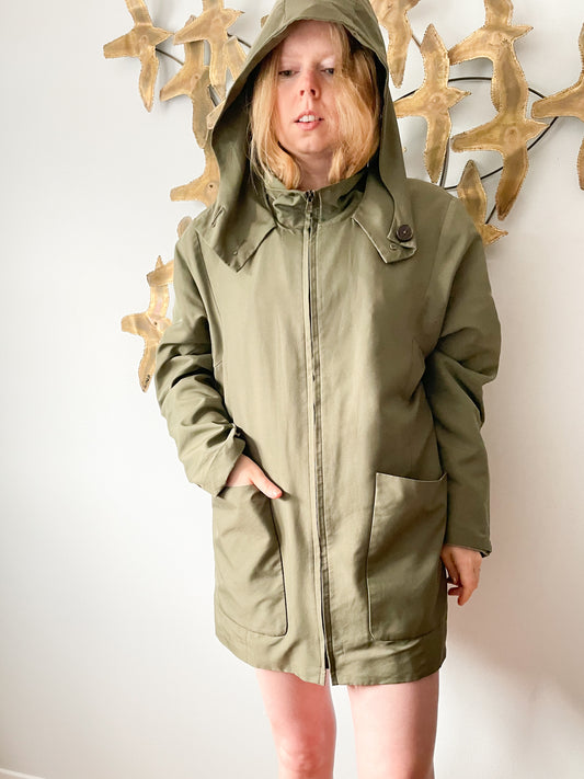 Anne Klein Green Waterproof Hooded Zip Up Coat - M/L