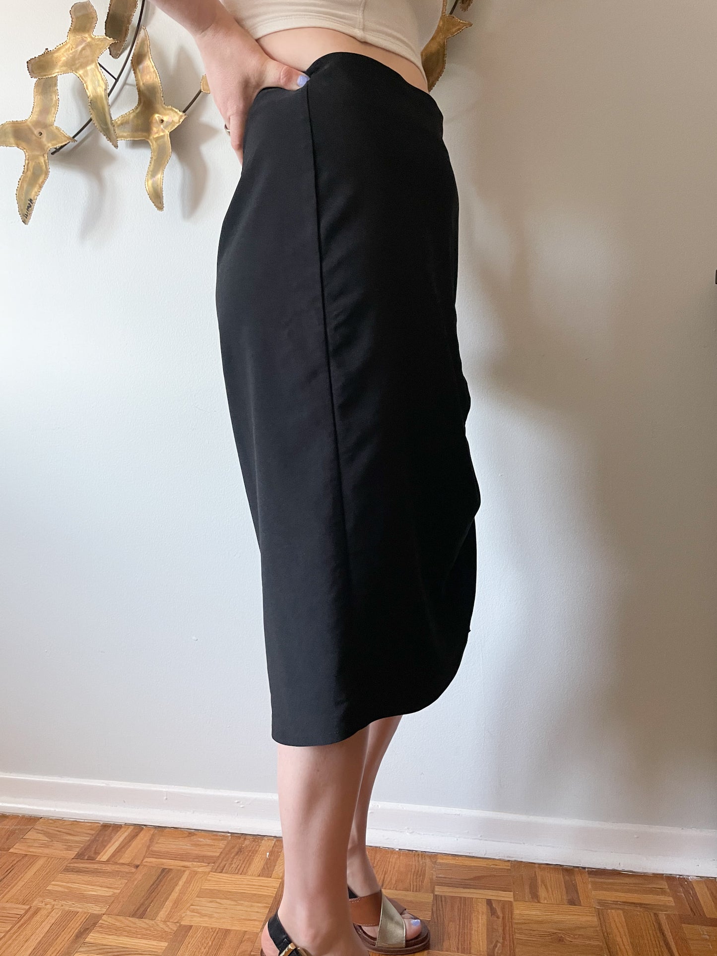 HKR Black Stretch Slit Pencil Skirt - Medium