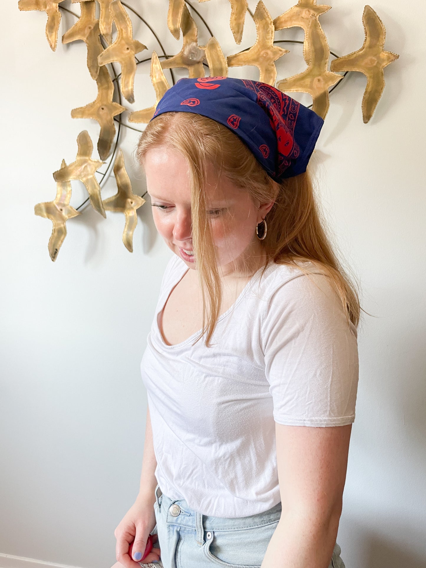 Chicago Cubs Navy Red Square Cotton Bandana Scarf Headband