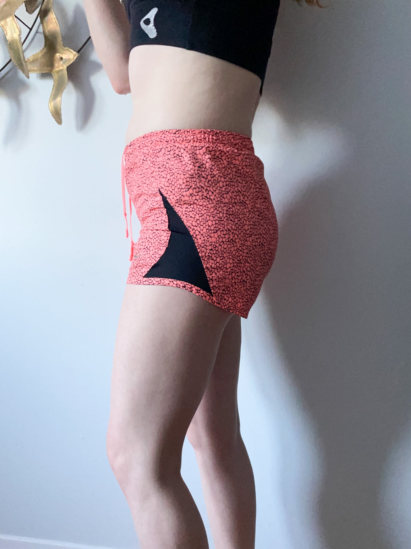 Nike Neon Pink Black Graphic Lined Dry Fit Running Shorts - XS
