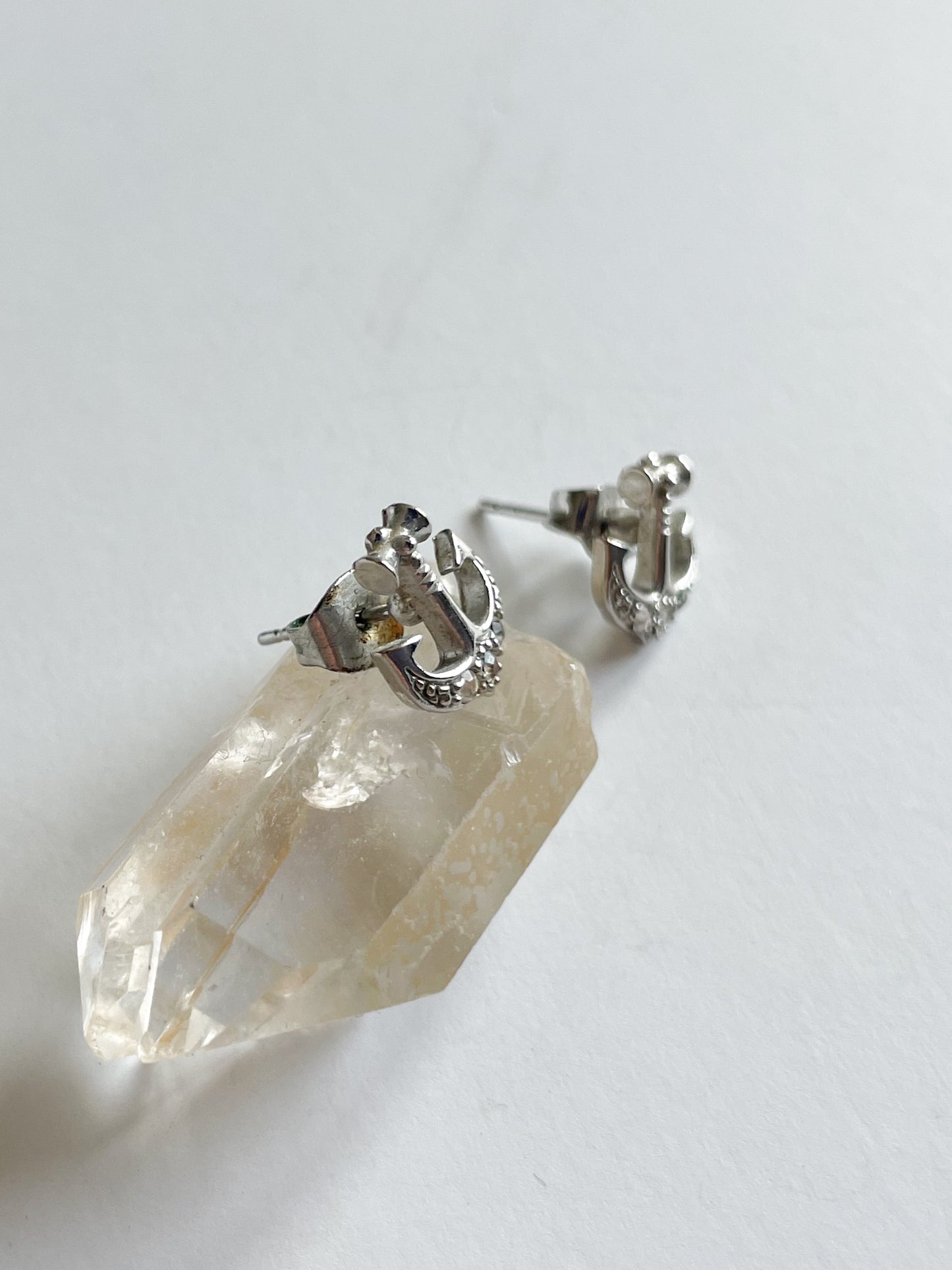 Anchor Crystal Nautical Stud Earrings