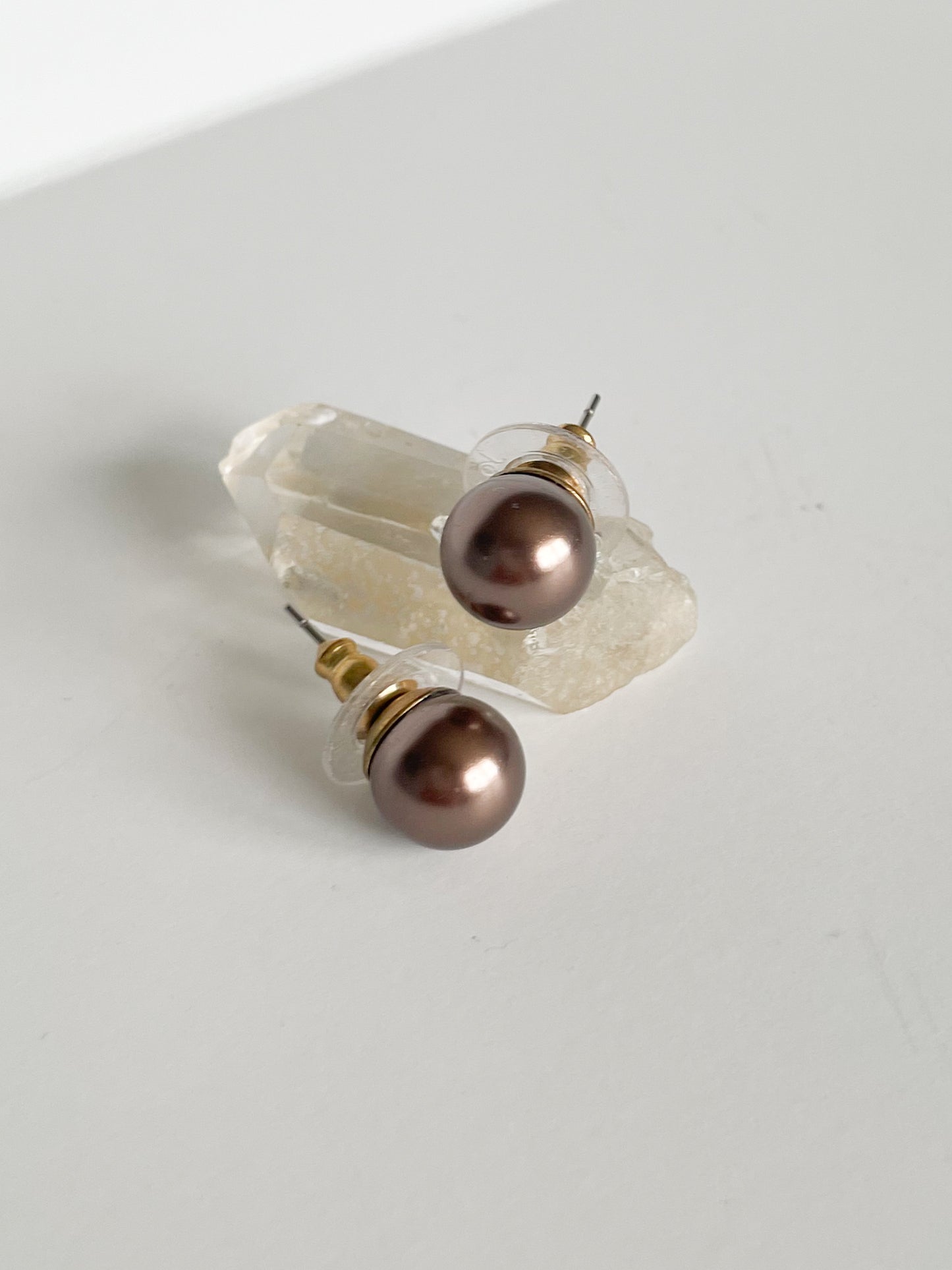 Joan Rivers Aubergine Faux Pearl Stud Earrings