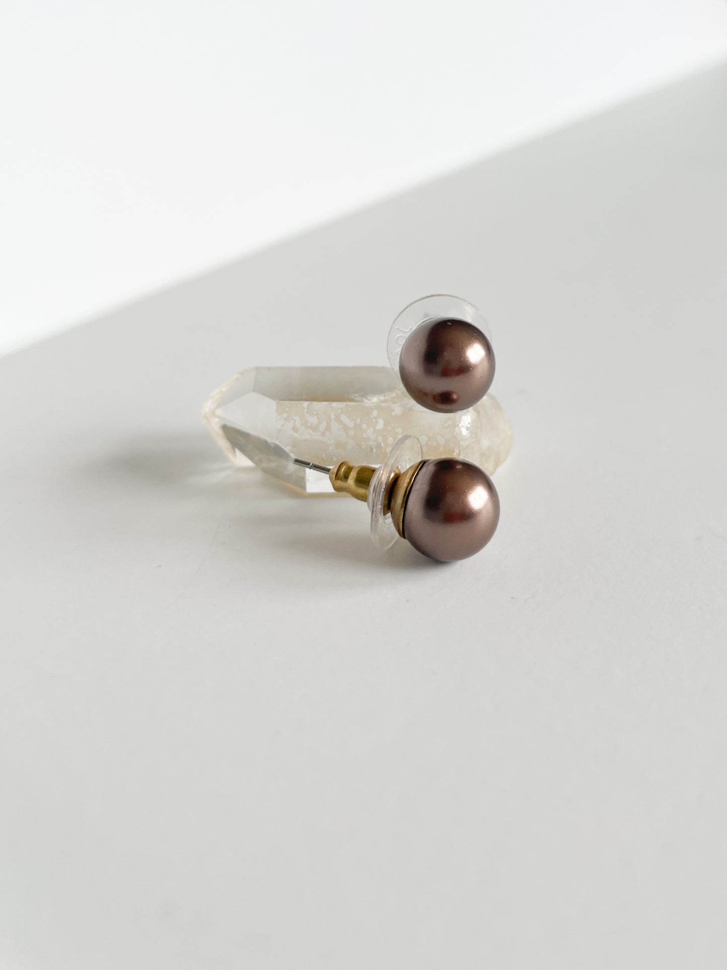 Joan Rivers Aubergine Faux Pearl Stud Earrings