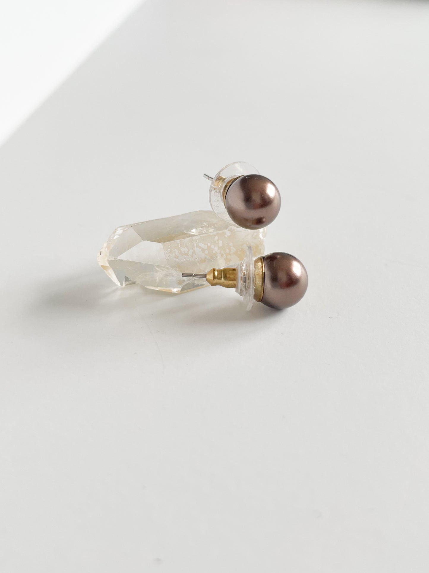 Joan Rivers Aubergine Faux Pearl Stud Earrings
