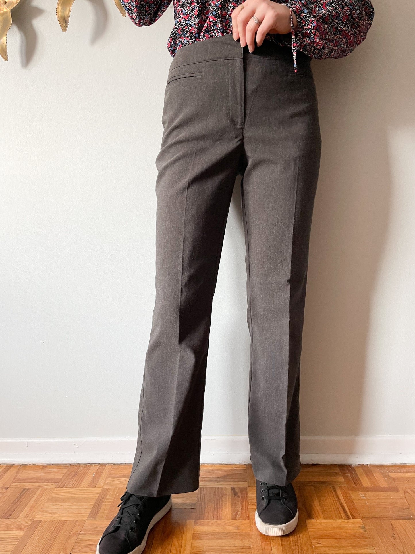 Charcoal High Rise Wide Leg Trouser Pants - Size 4