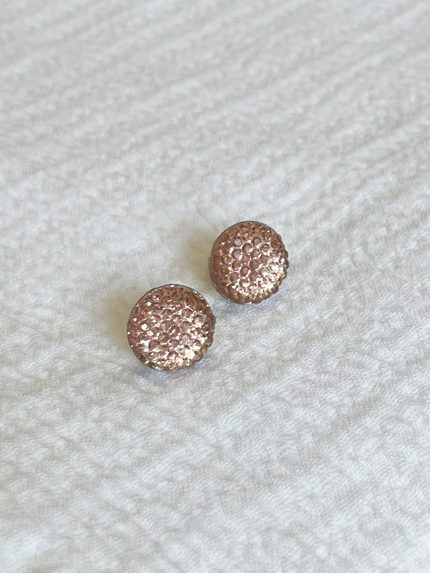 Champagne Peach Crystal Circle Stud Earrings