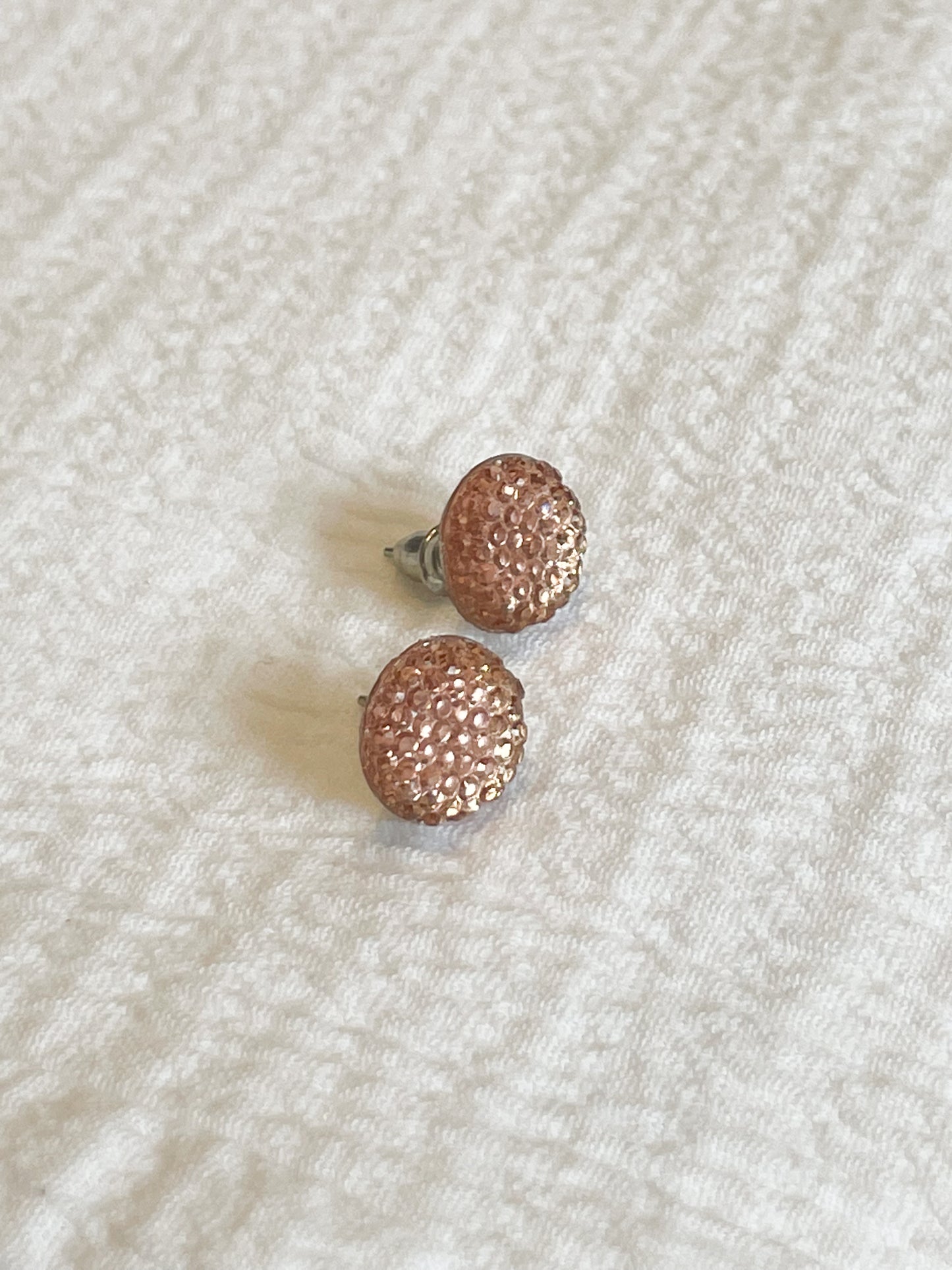 Champagne Peach Crystal Circle Stud Earrings