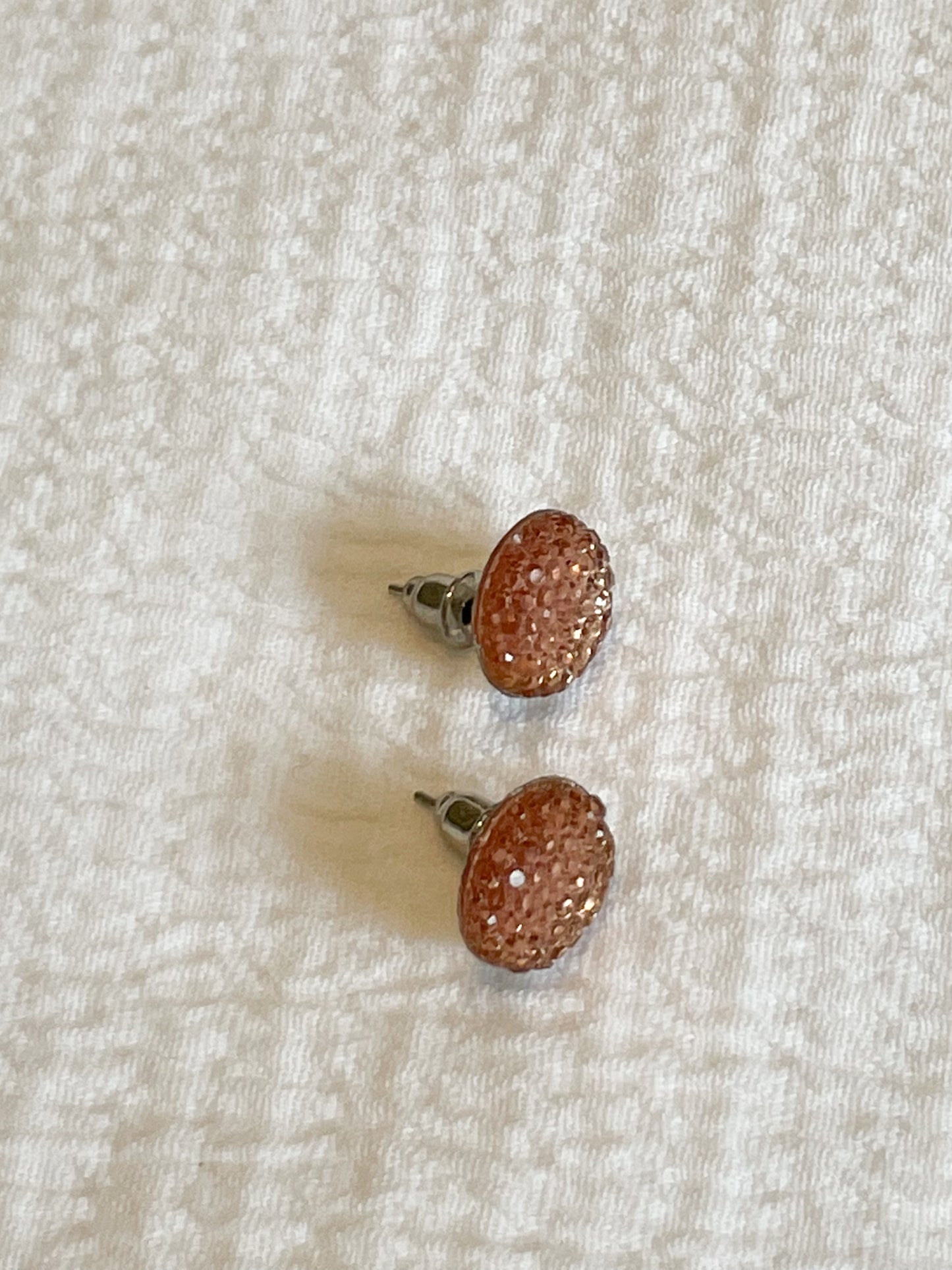 Champagne Peach Crystal Circle Stud Earrings