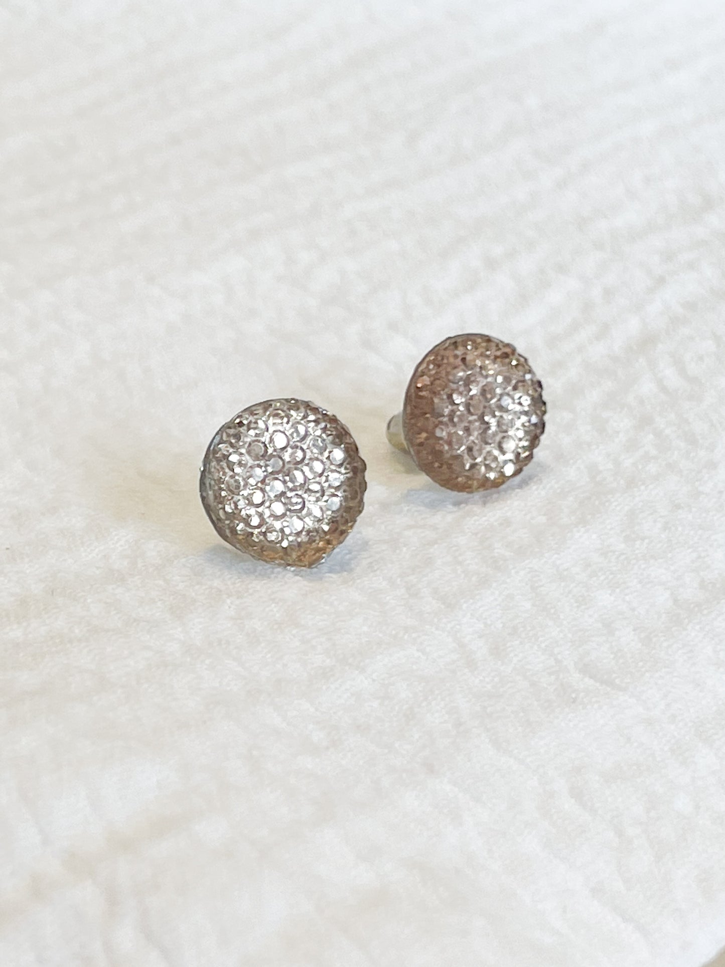 Champagne Gold Crystal Circle Stud Earrings