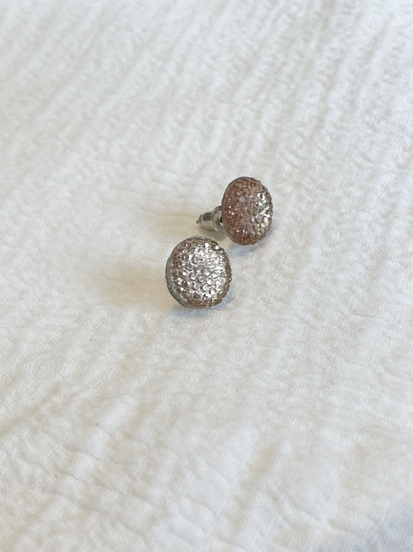 Champagne Gold Crystal Circle Stud Earrings