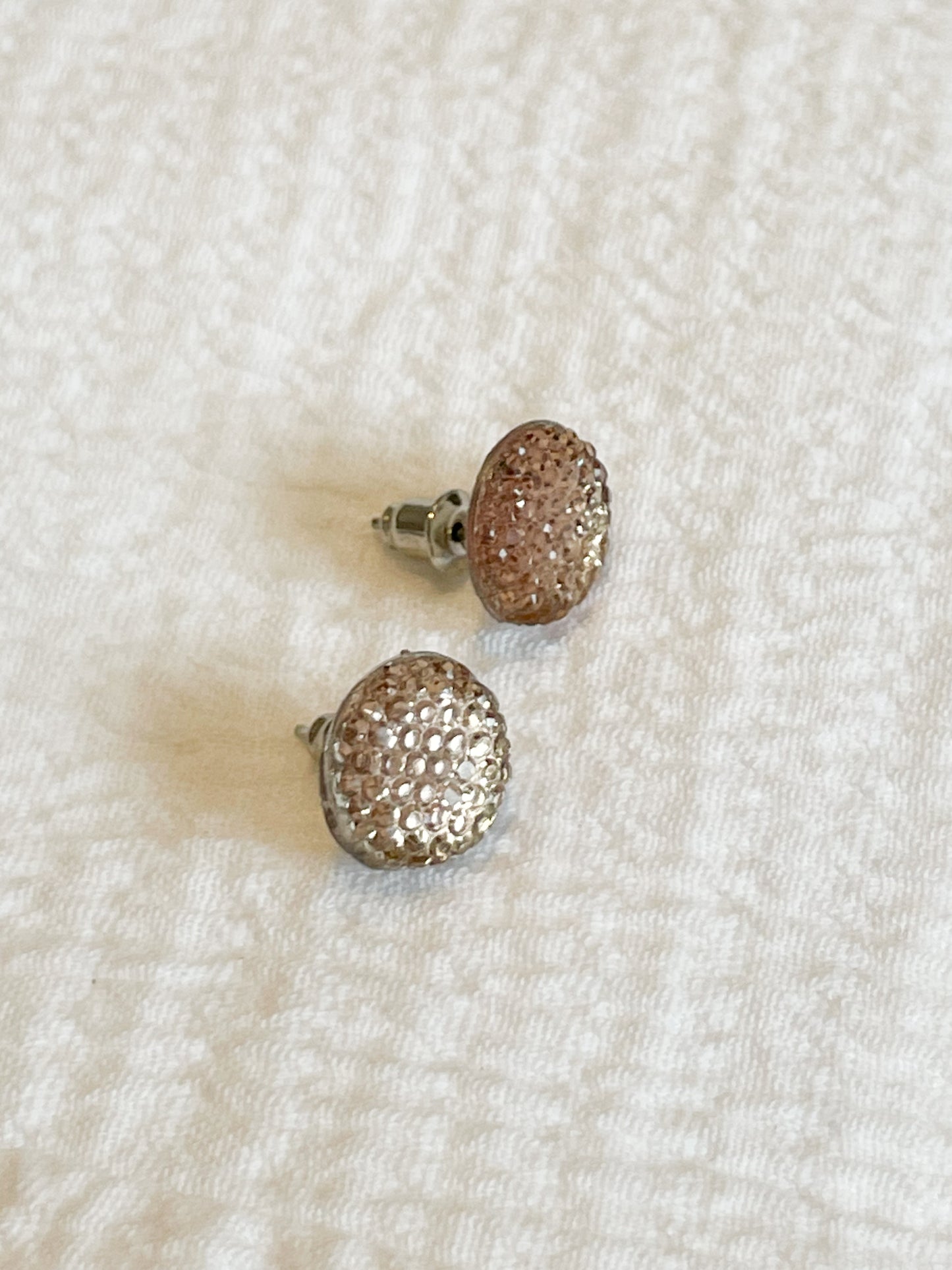 Champagne Gold Crystal Circle Stud Earrings