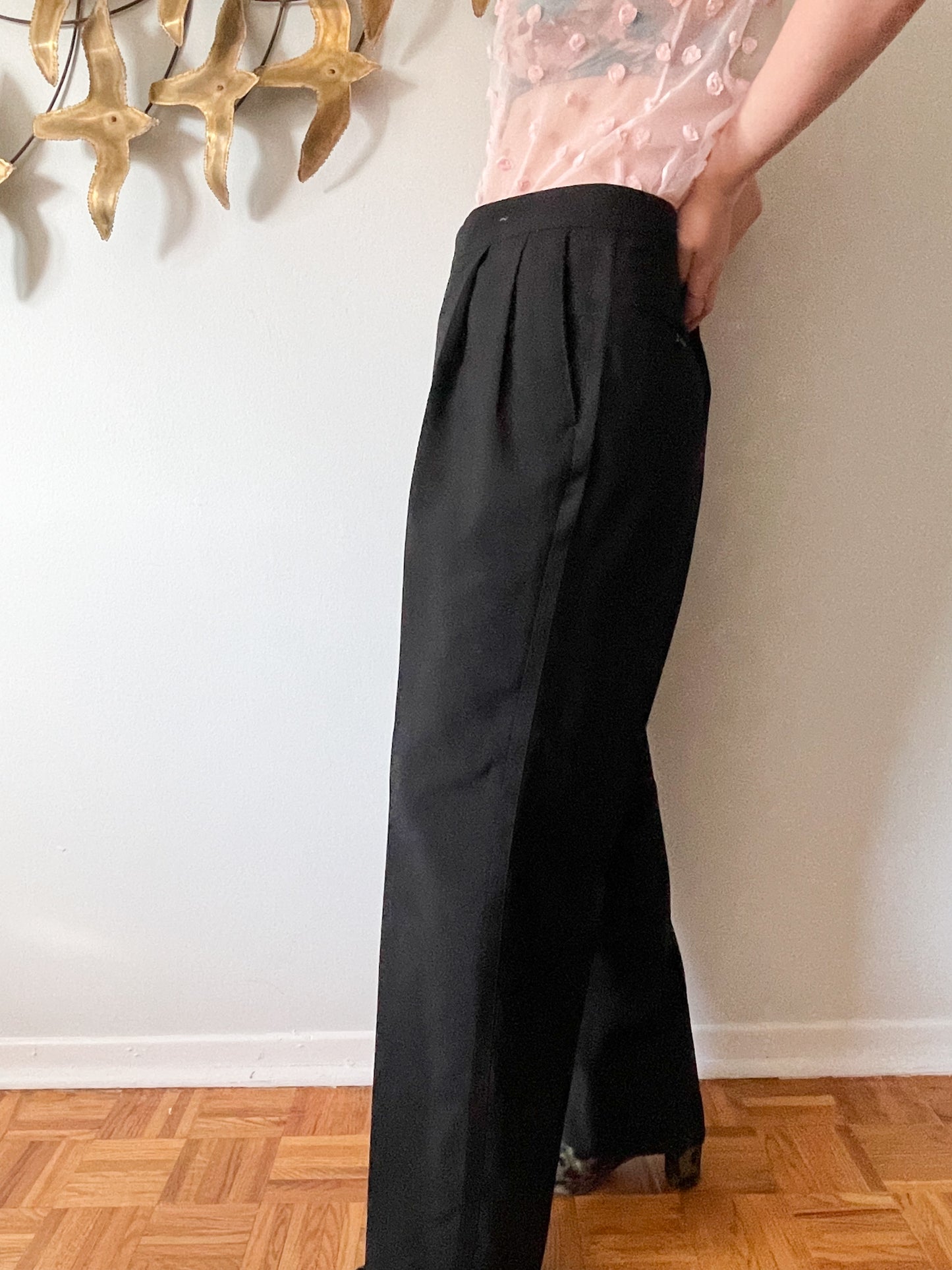 Black High Rise Wide Leg Trouser Pants - XL