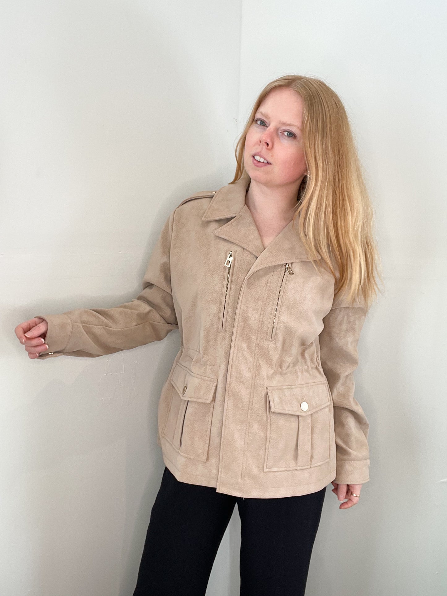 Desigual Recycled Fibers Beige Moto Jacket NWT - XL