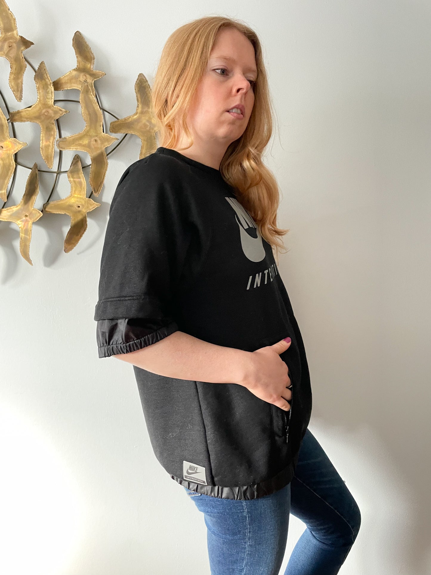 Nike Black Reflective Half Sleeve Sweater Top - M/L