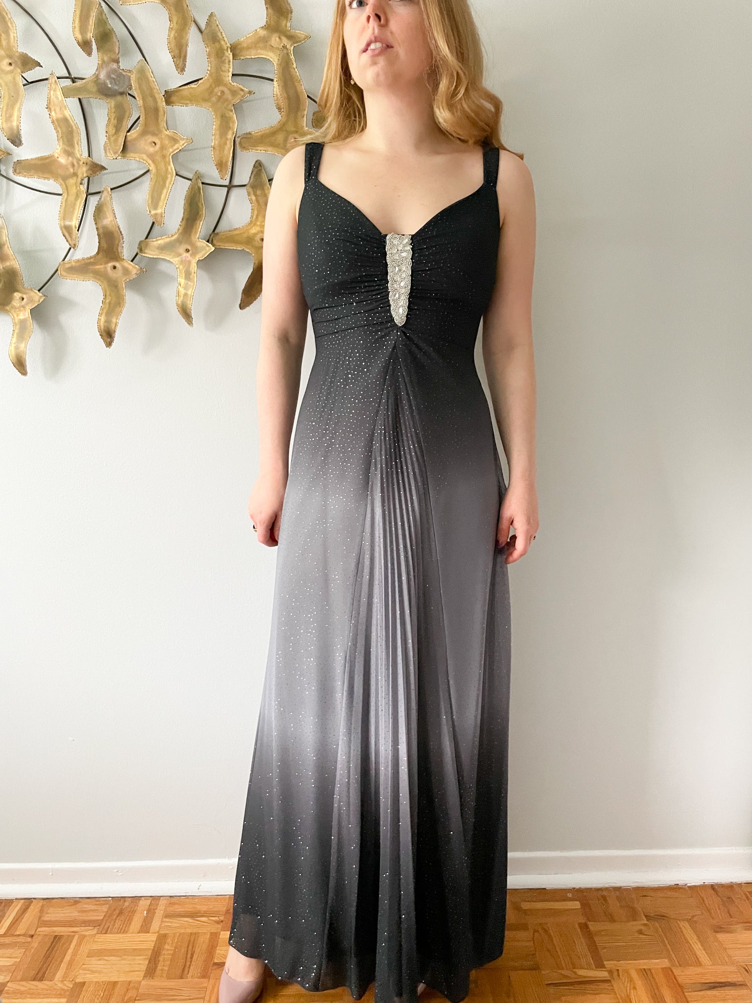 Laura Black Grey Sparkle Ombre Maxi Sheath Dress - Small Le Prix Fashion & Consulting Laura Black Grey Sparkle Ombre Maxi Sheath Dress - Small Le Prix Fashion & Consulting