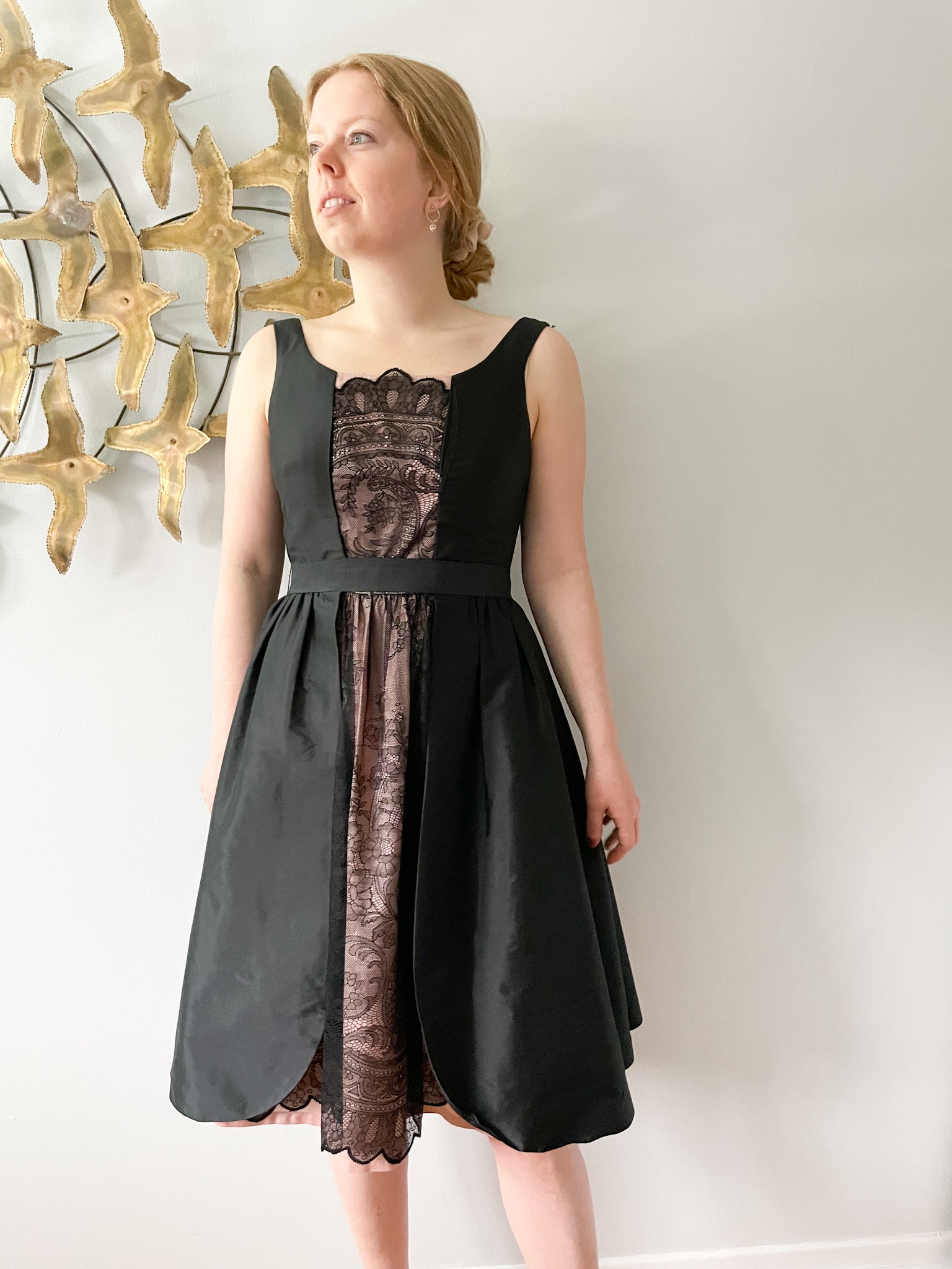 Adrianna Papell Black Blush Lace Fit Flare Dress - Size 6/8 Le Prix Fashion & Consulting Adrianna Papell Black Blush Lace Fit Flare Dress - Size 6/8 Le Prix Fashion & Consulting