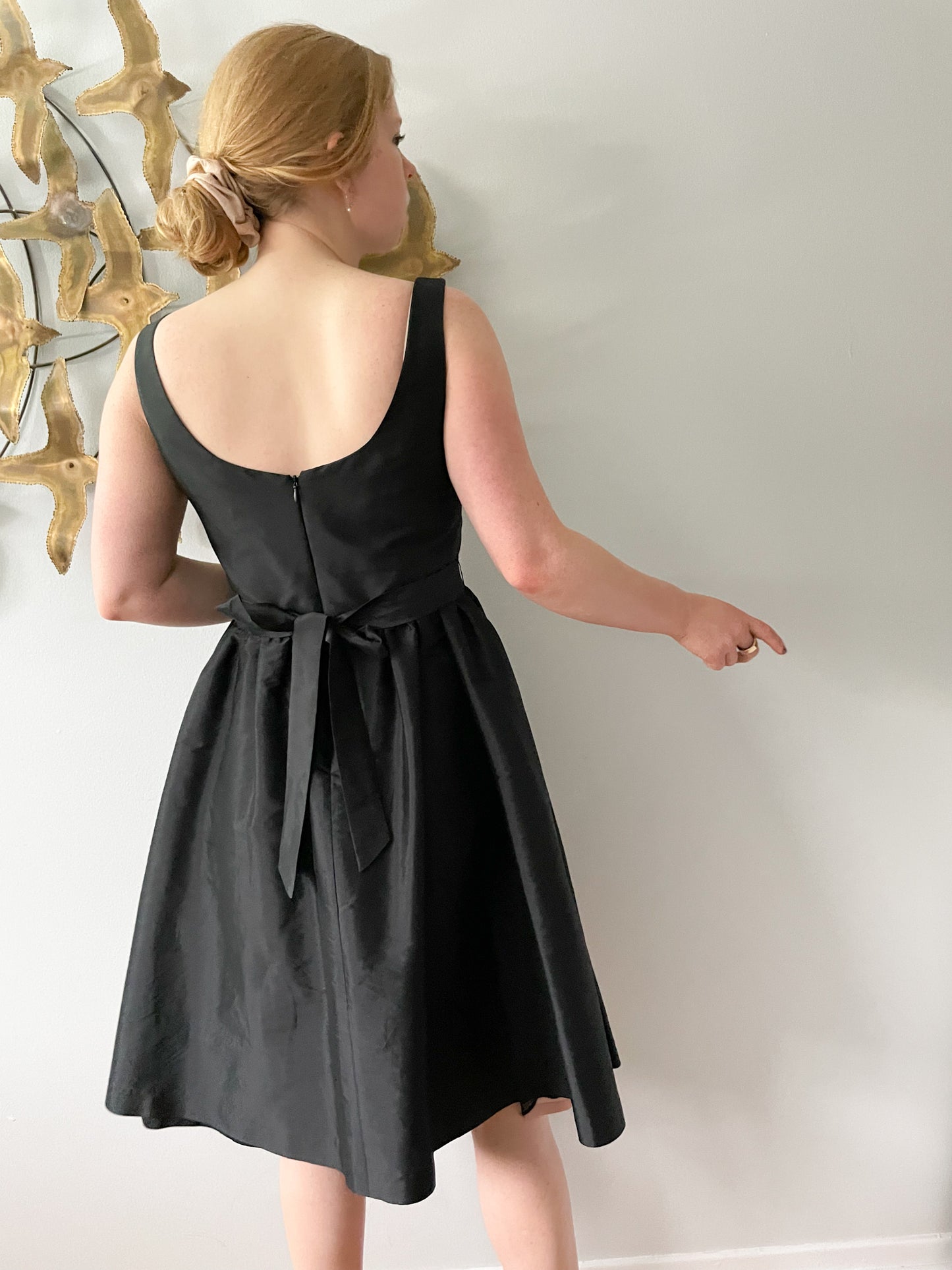Adrianna Papell Black Blush Lace Fit Flare Dress - Size 6/8