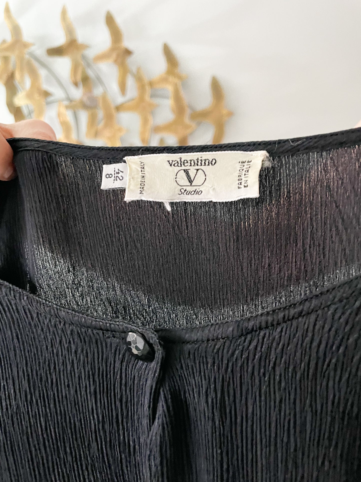 Valentino Black Silk Crepe de Chine Blouse - Size 8