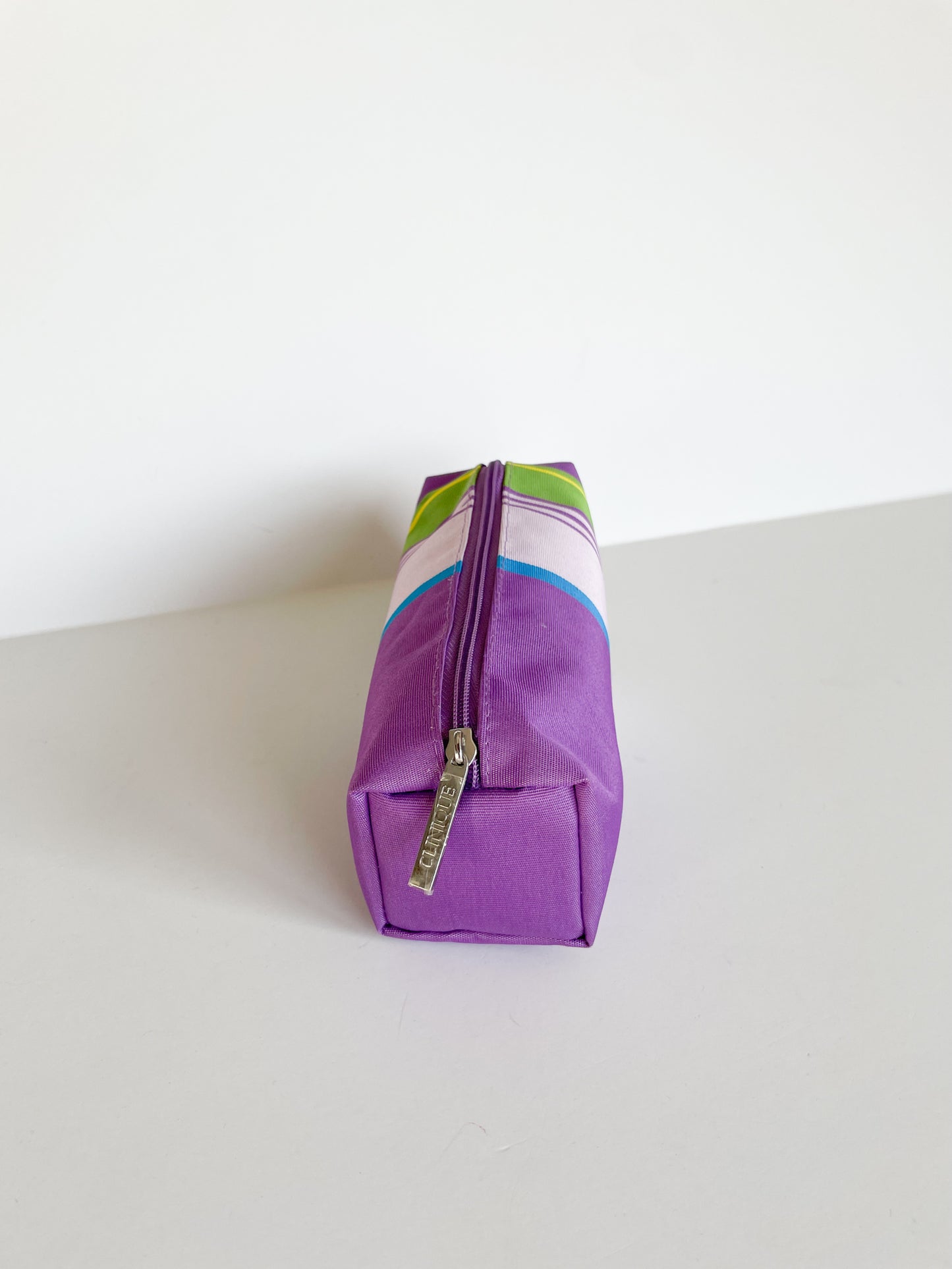 Clinique Purple Lavender Stripe Toiletry Makeup Bag Clutch