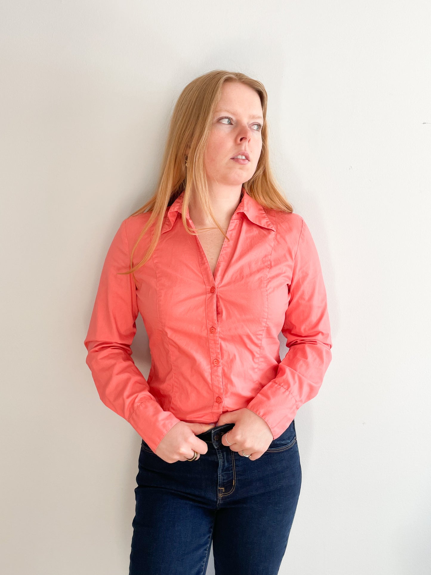 Mexx Pink 100% Cotton Button Down Blouse Top - Small