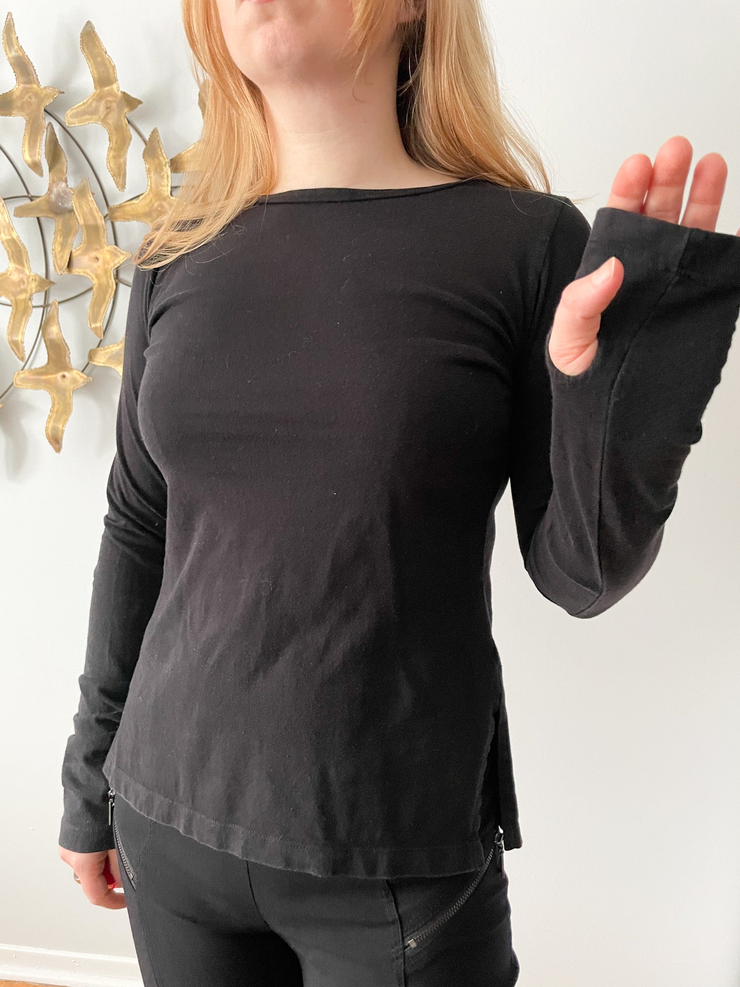 Rigo Black Basic Long Sleeve Top - Small