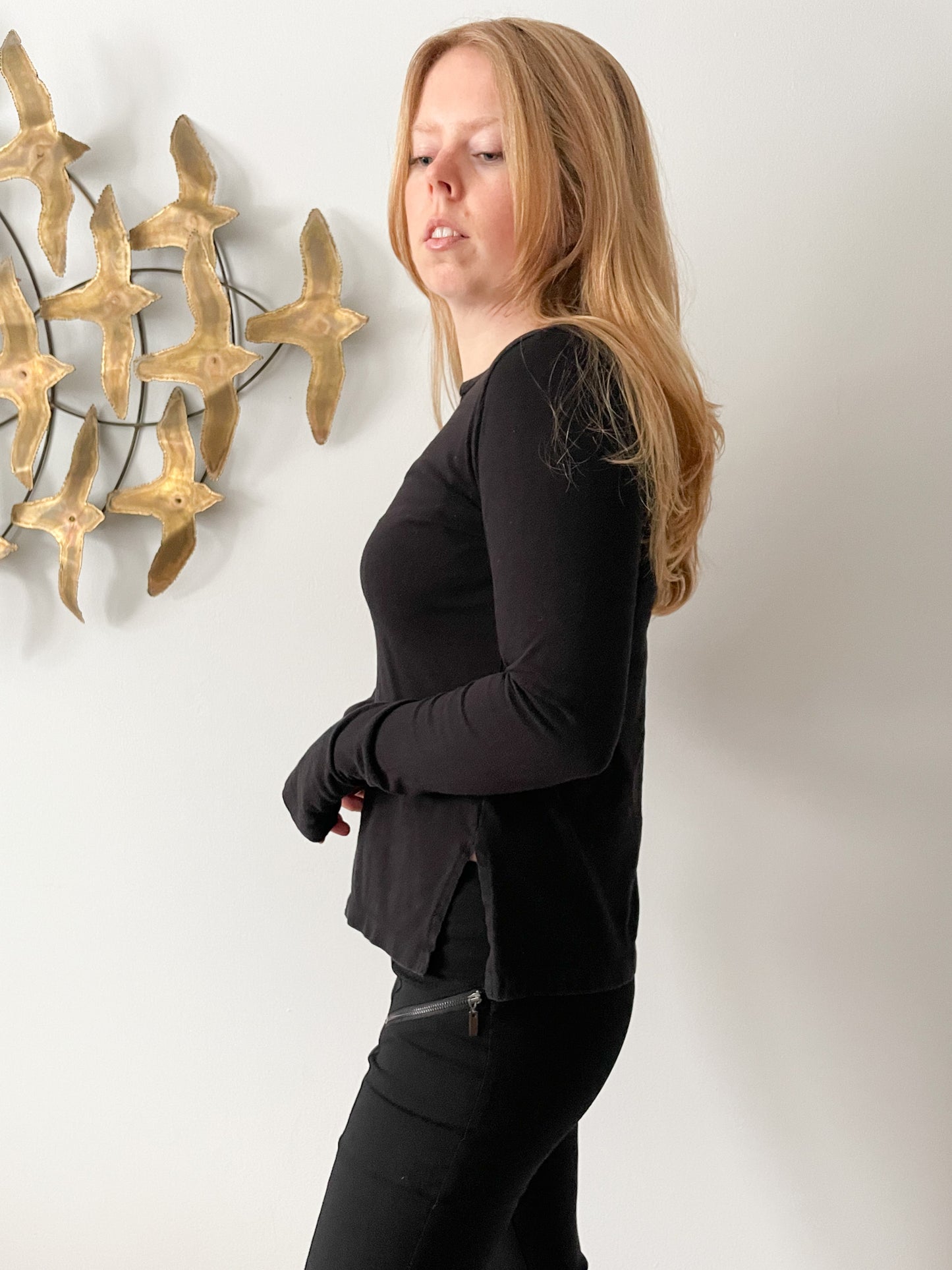 Rigo Black Basic Long Sleeve Top - Small