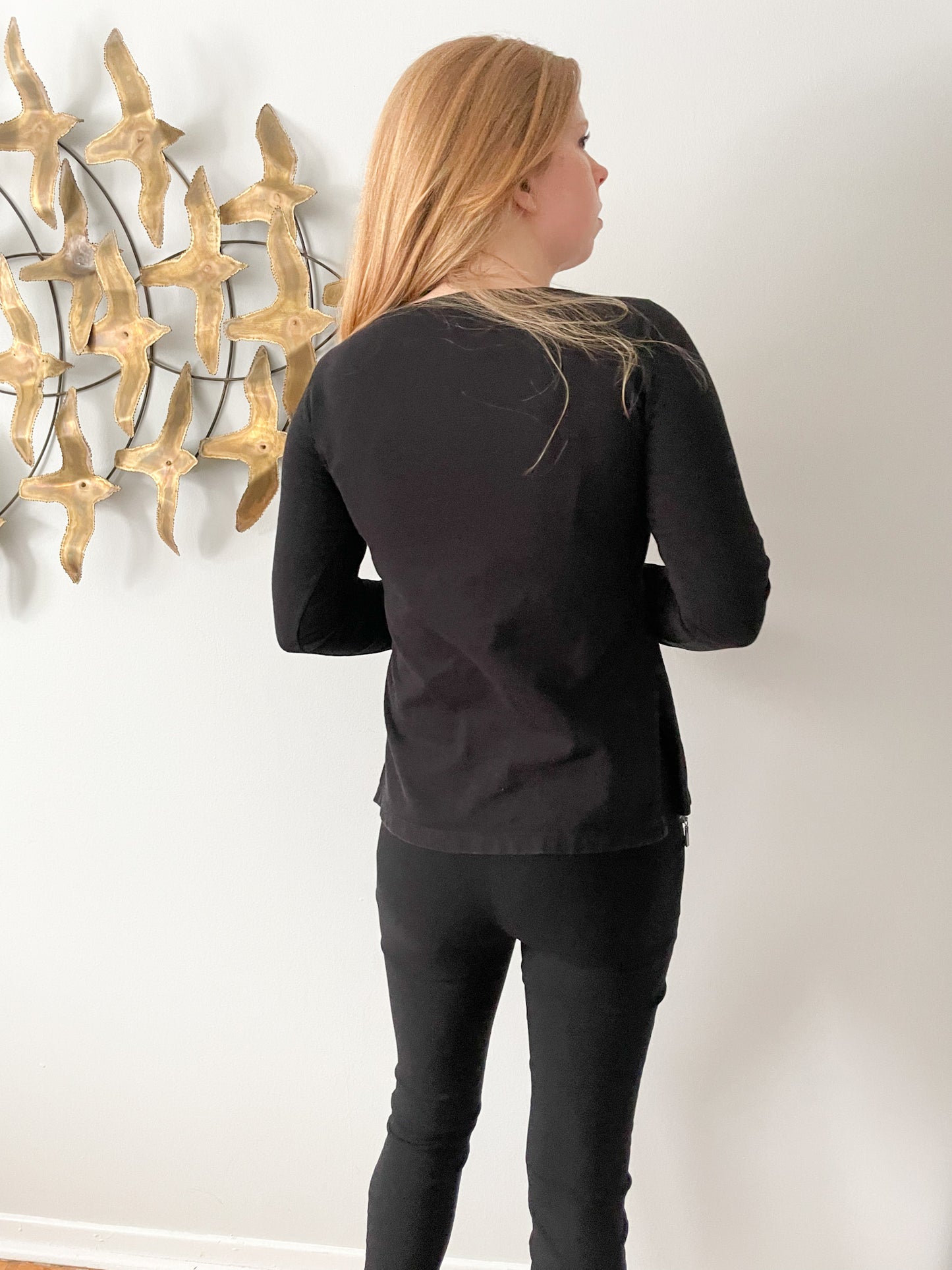 Rigo Black Basic Long Sleeve Top - Small